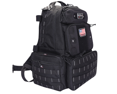 GPS Bags T1913BPP Tactical Backpack Tall PRYM1 Blackout 1000D Polyester with Removable Pistol Storage, MOLLE Webbing & Lockable Zippers Holds 4 Handguns, Ammo & Accessories