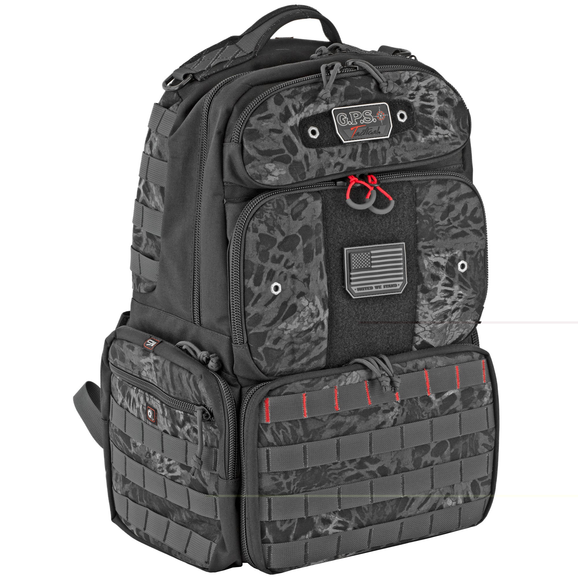 GPS Bags T1913BPP Tactical Backpack Tall PRYM1 Blackout 1000D Polyester with Removable Pistol Storage, MOLLE Webbing & Lockable Zippers Holds 4 Handguns, Ammo & Accessories