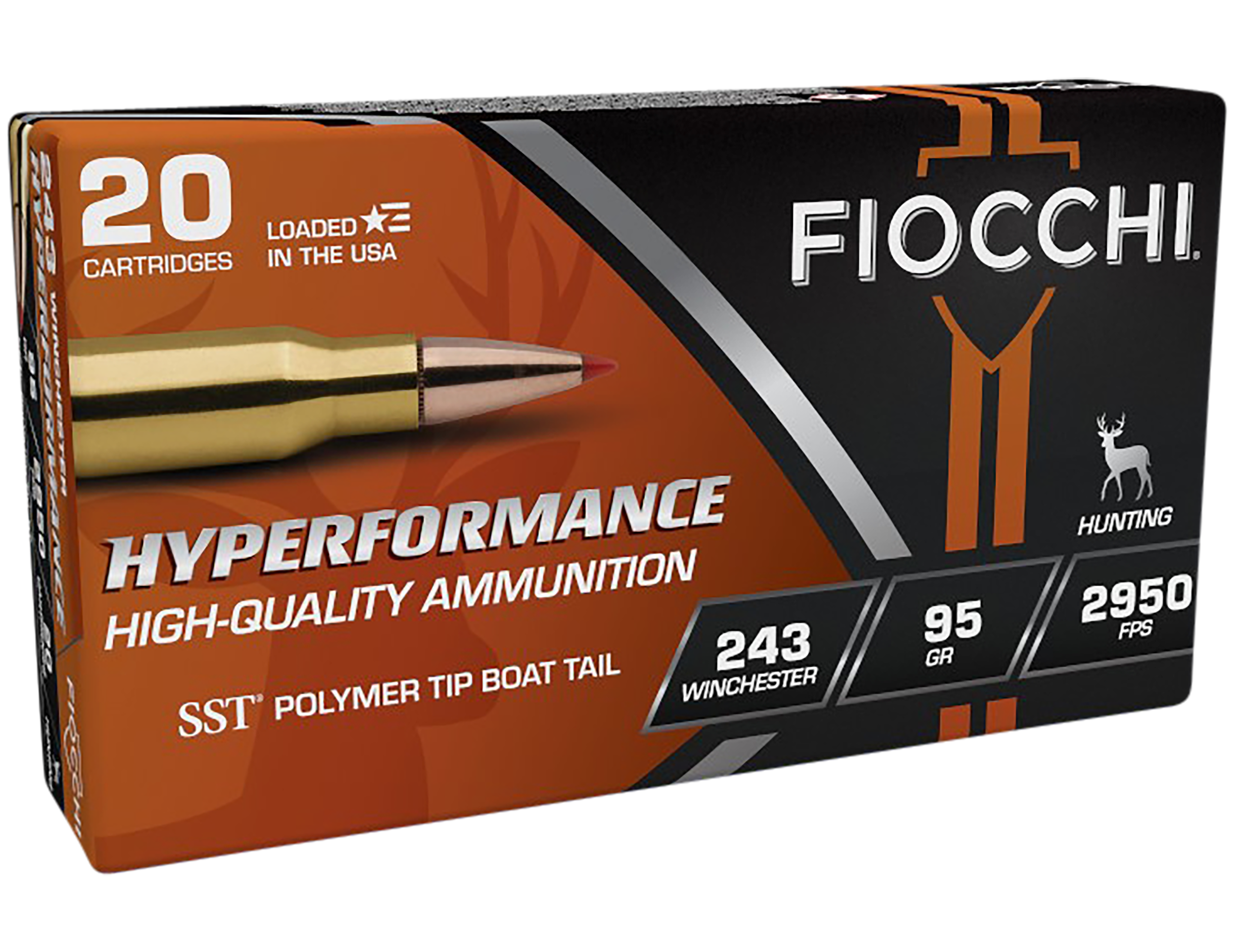 Fiocchi Extrema Ammunition 243 Winchester 95 Grain Hornady SST Polymer Tip 20RD