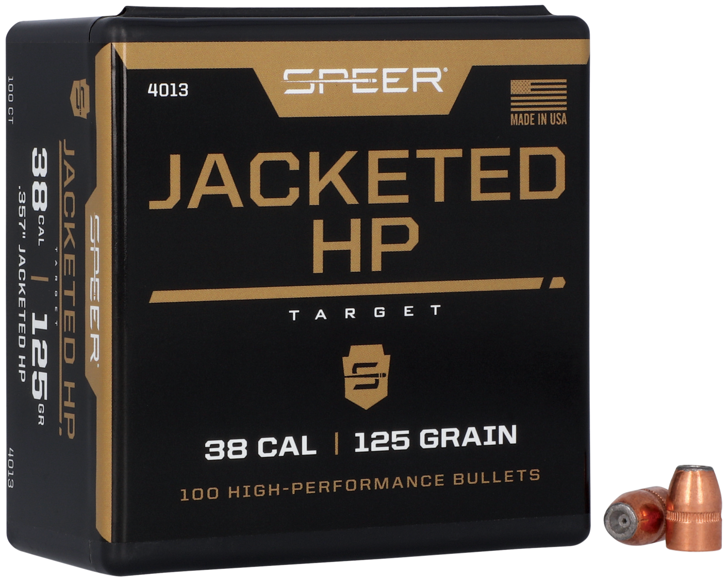 Speer Bullets 38 Caliber (357 Diameter) 125 Grain Jacketed Hollow Point Box of 100