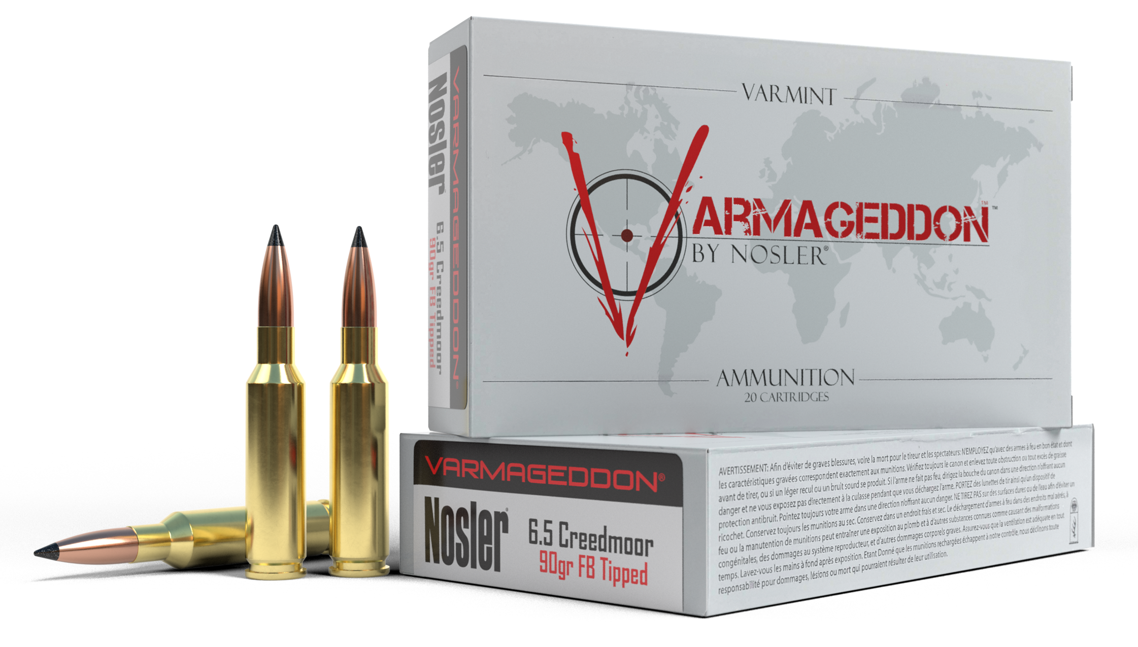 Nosler Varmageddon Ammunition 6.5 Creedmoor 90 Grain Polymer Tip Flat Base 20RD