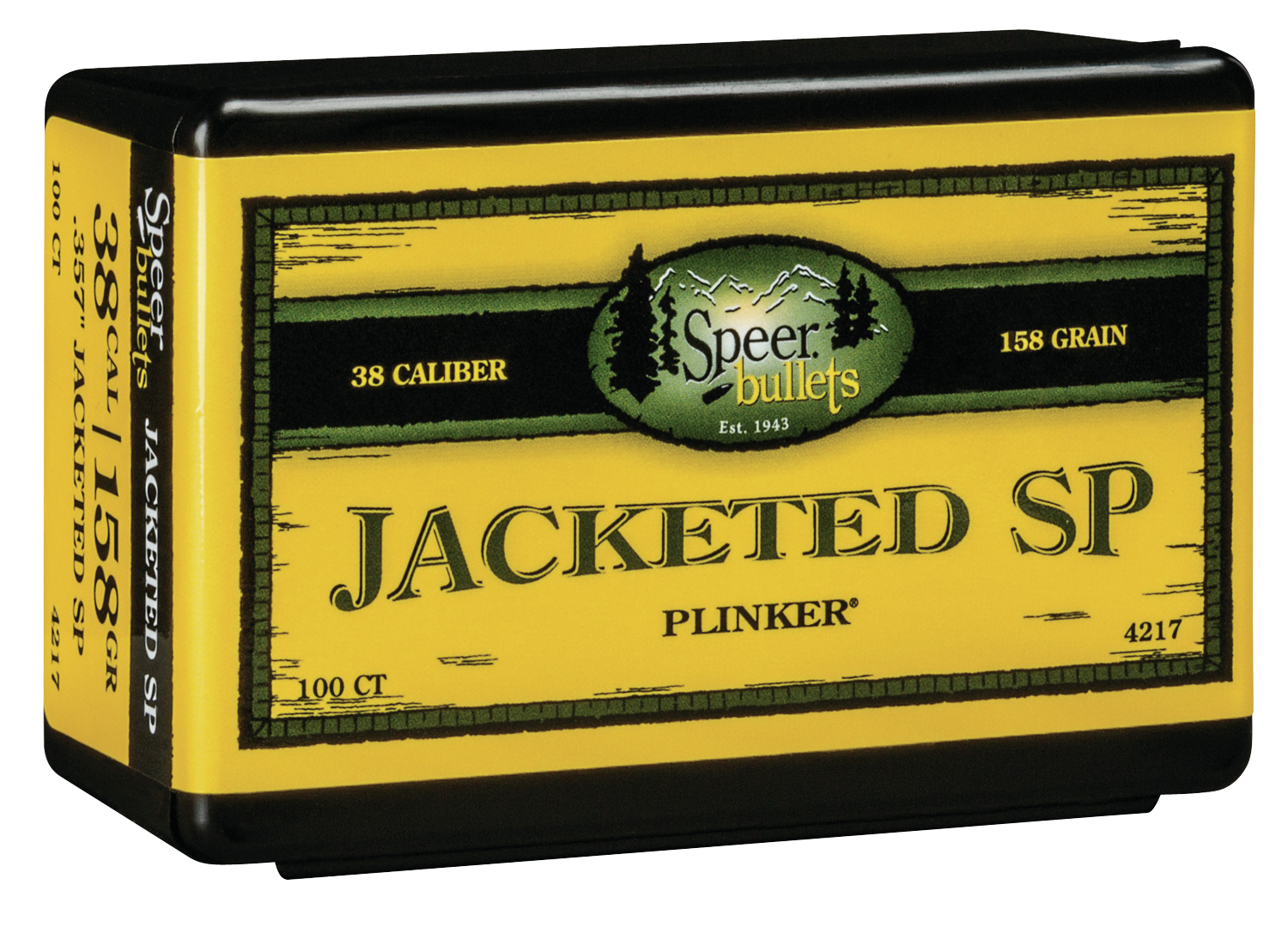 Speer Bullets 38 Caliber (357 Diameter) 158 Grain Jacketed Soft Point Box of 100