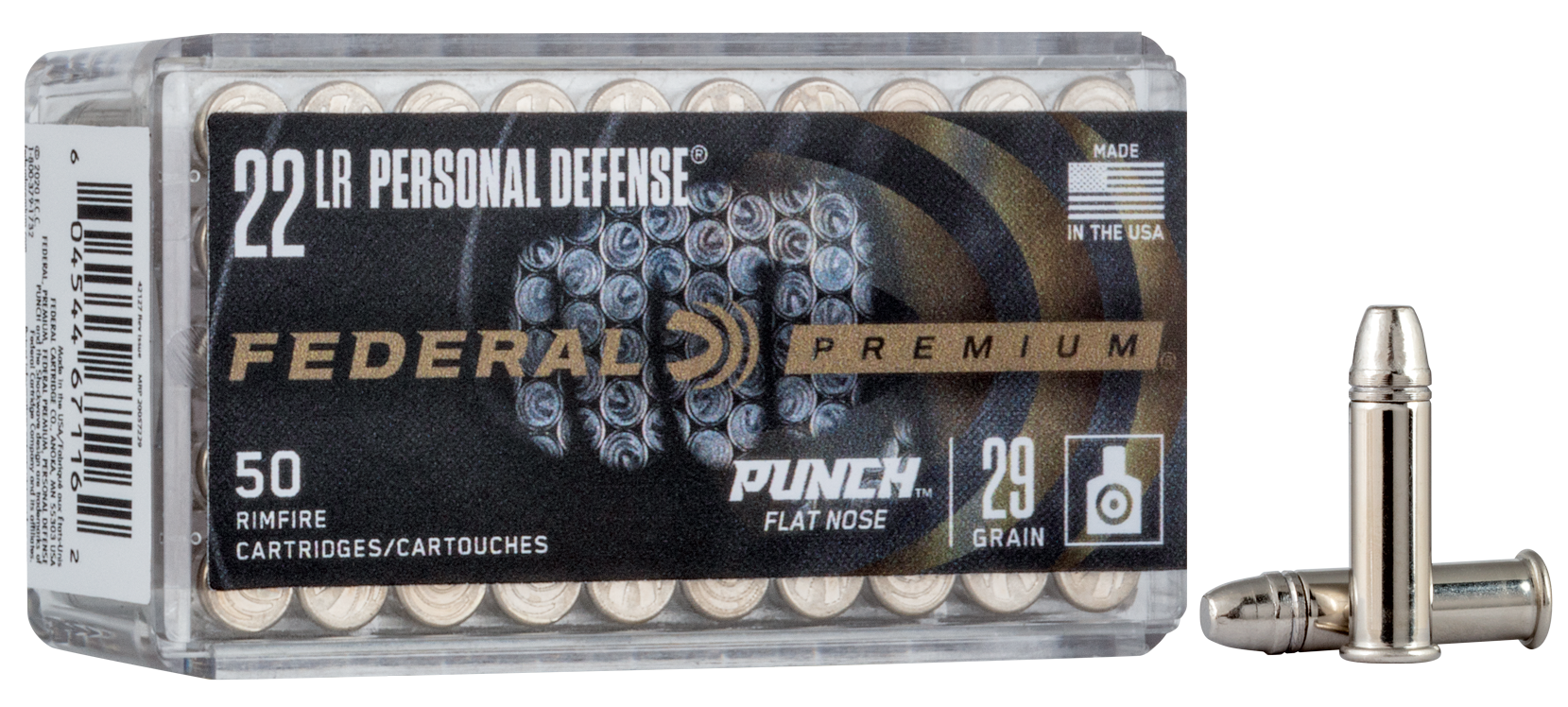 Federal PD22L1 Premium Personal Defense Punch 22 LR 29 gr 1080 fps Flat Nose (FN) 50 Bx/100 Cs