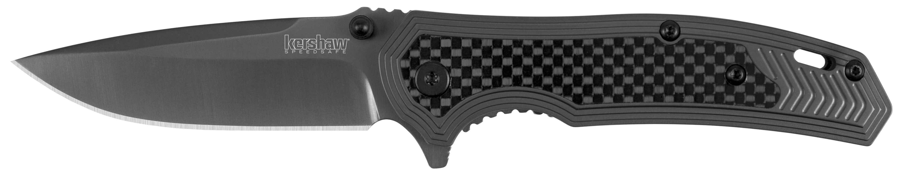 Kershaw 8310 Fringe3" Folding Drop Point Plain Gray TiN 8Cr13MoV SS Blade Black/Gray Carbon Fiber/SS Handle Includes Pocket Clip
