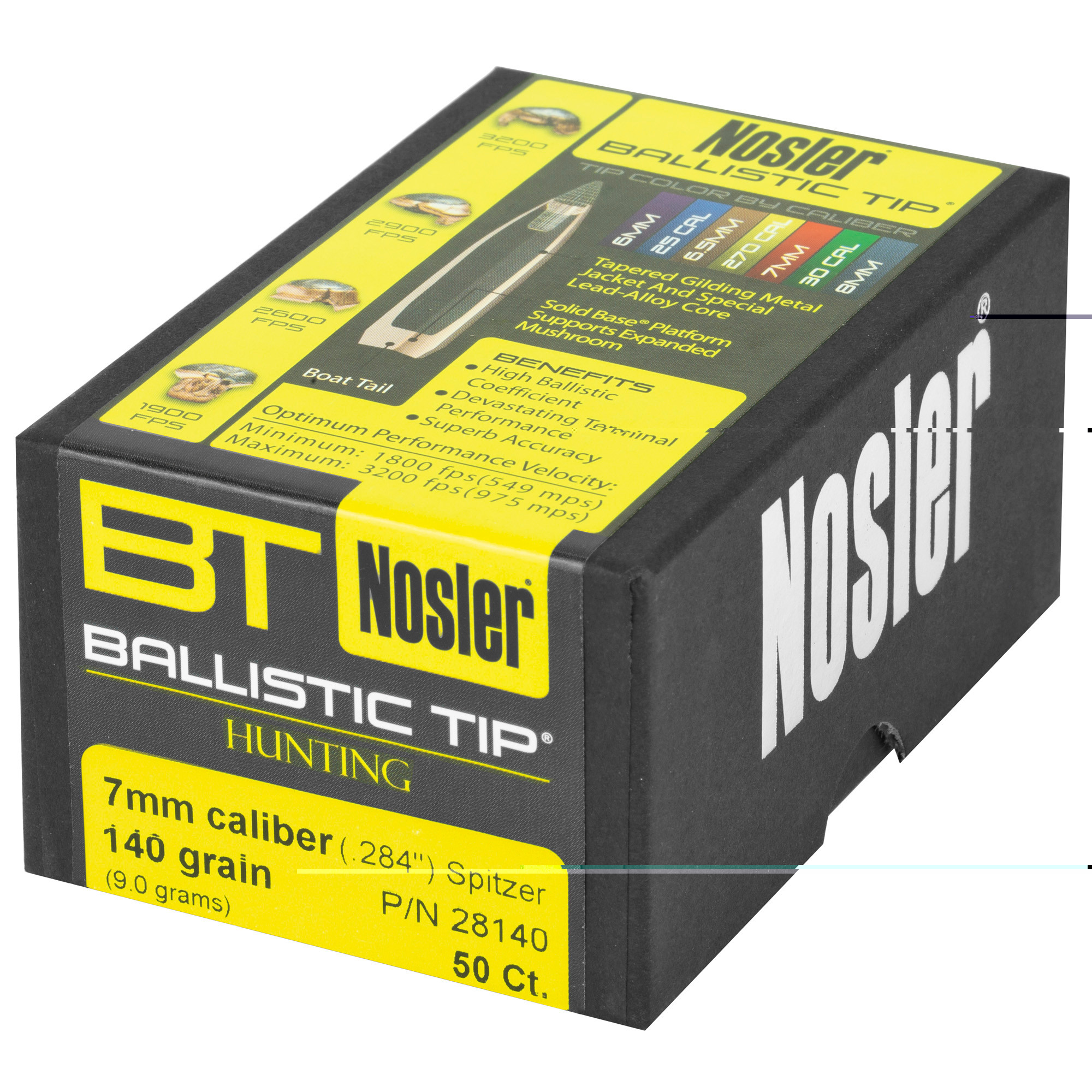 Nosler 28140 Ballistic Tip Hunting 7mm .284 140 GR Spitzer 50 Per Box