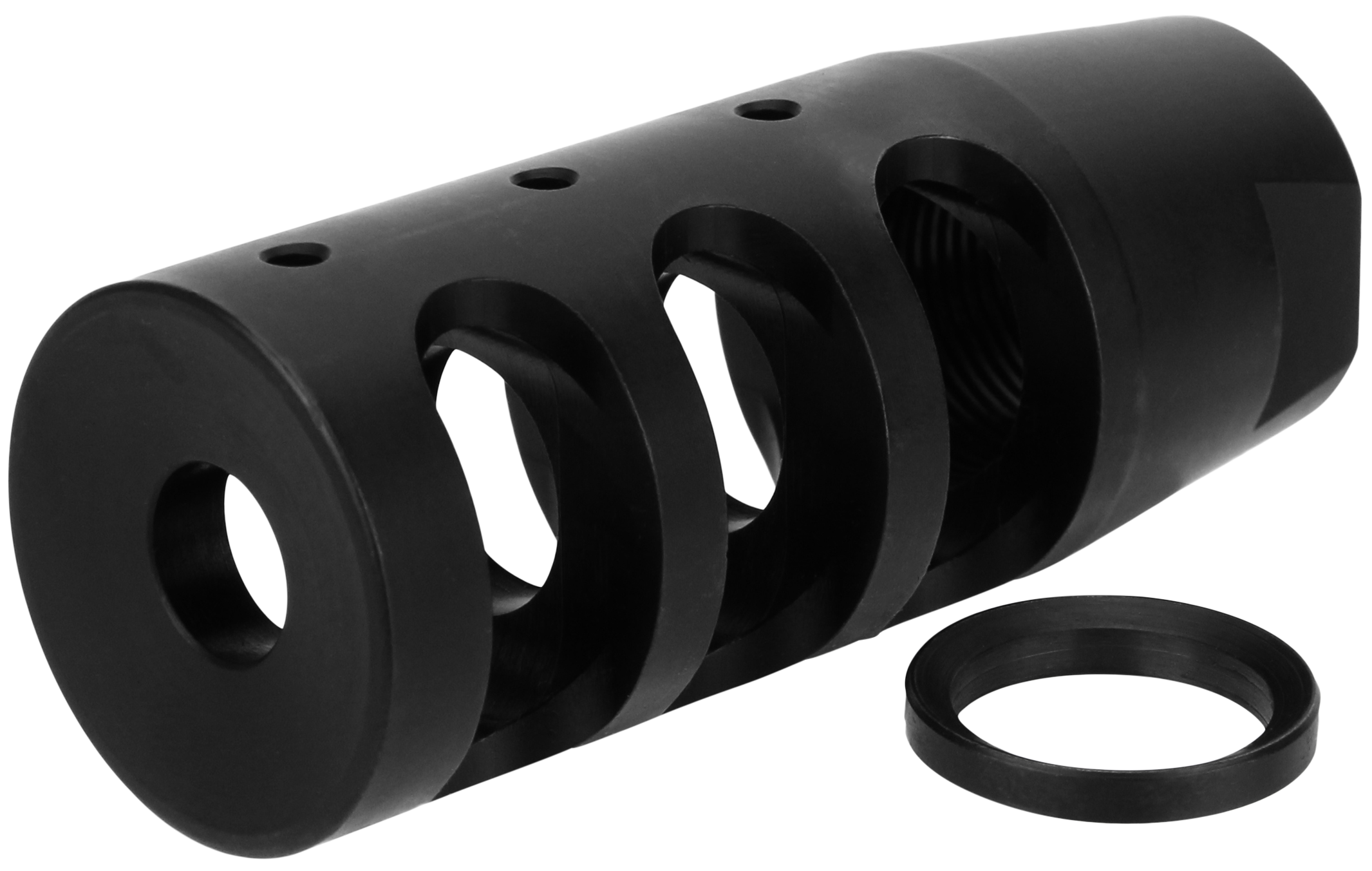TacFire MZ1002N Compact Compensator Black Nitride Steel with 1/2"-28 tpi Threads & 2.50" OAL for 5.56x45mm NATO AR-15