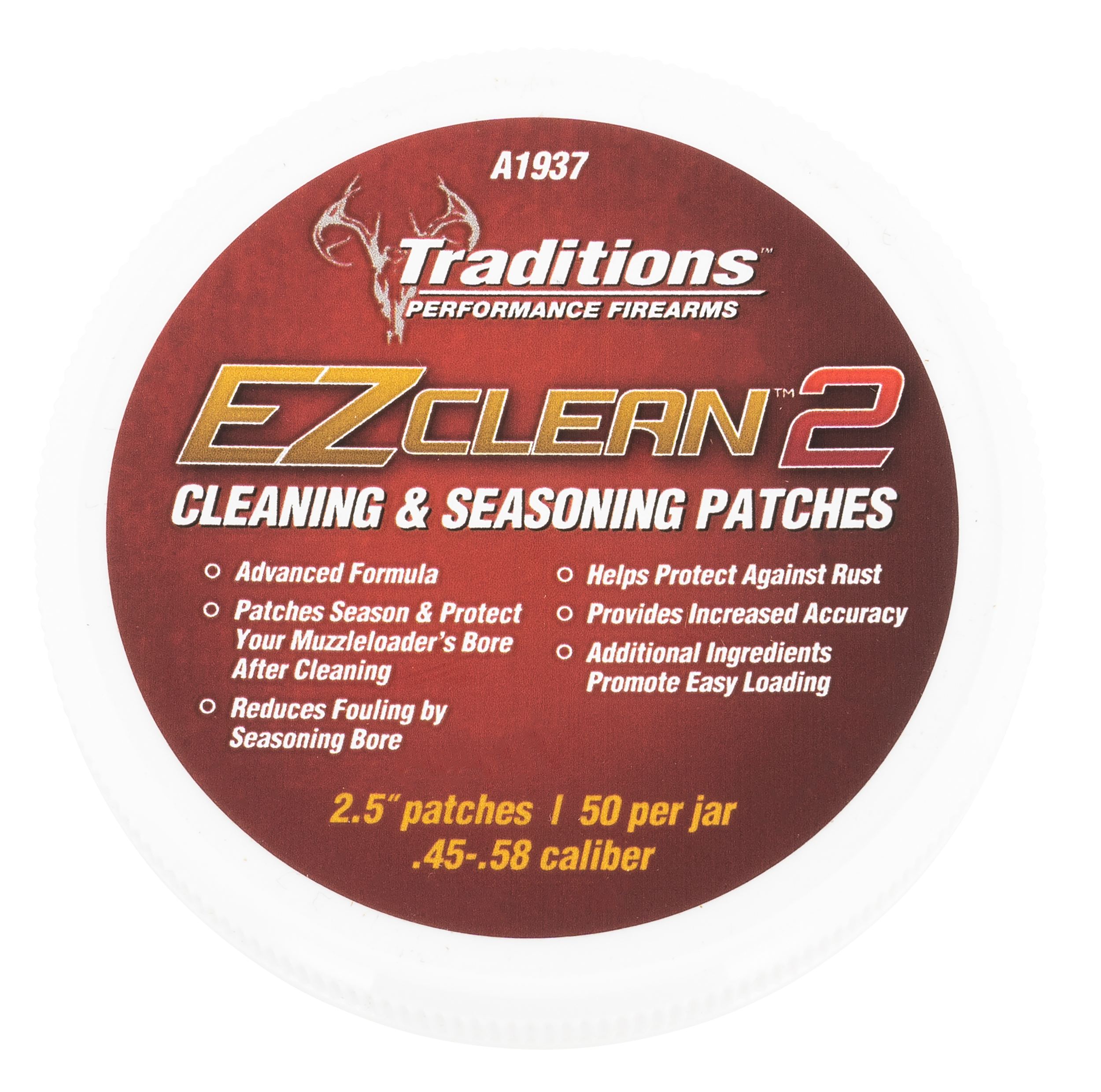 Traditions EZ Clean 2 Cleaning and Seasoning Black Powder Patches 45-58 Caliber 2.5" Jar of 50