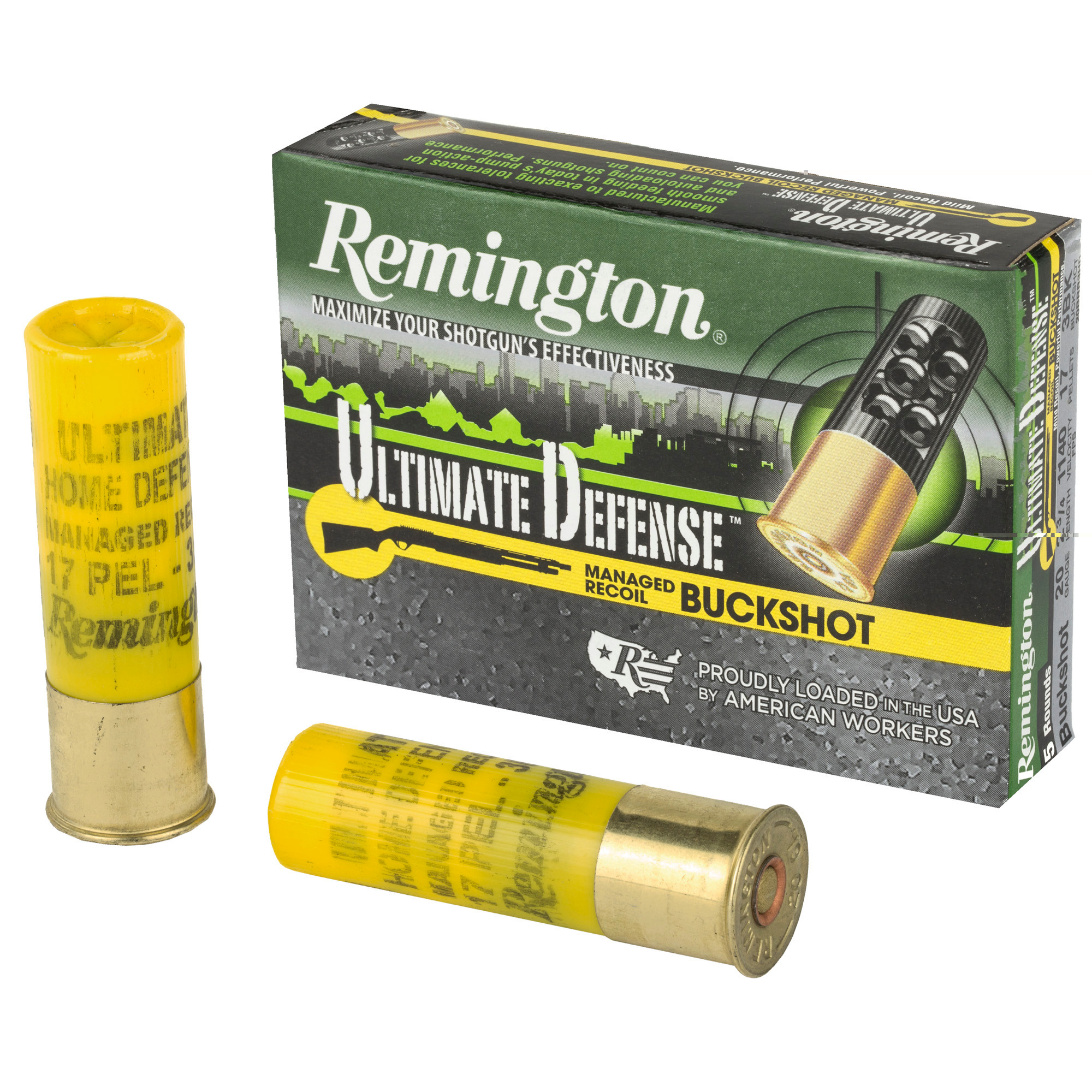 Remington Ammunition 20681 Ultimate Defense Buckshot 20 Gauge 2.75" 3 Buck Shot 5 Per Box/ 20 Cs