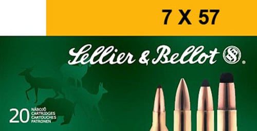 Sellier & Bellot Ammunition 7x57mm Mauser (7mm Mauser) 173 Grain Soft Point Cutted Edge 20RD