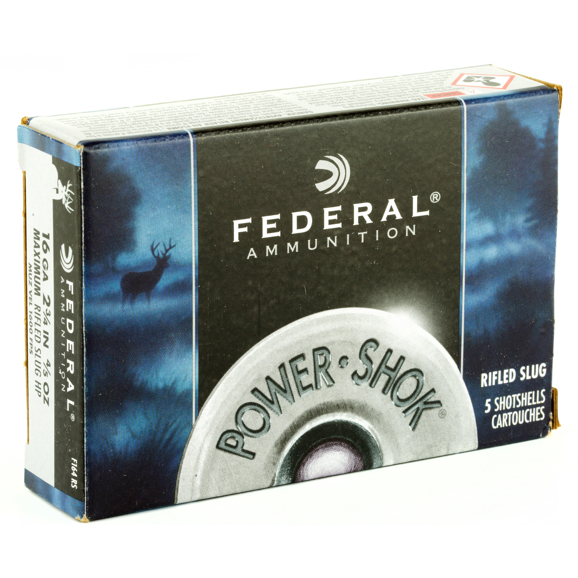 Federal Power-Shok Ammunition 16 Gauge 2-3/4" 4/5 oz Hollow Point Rifled Slug Box of 5