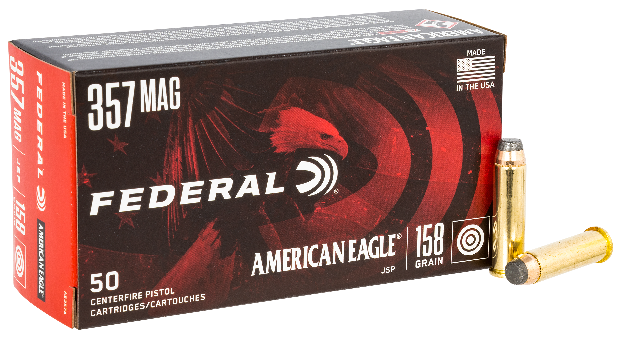 Federal American Eagle Ammunition 357 Magnum 158 Grain Jacketed Soft Point Box of 50