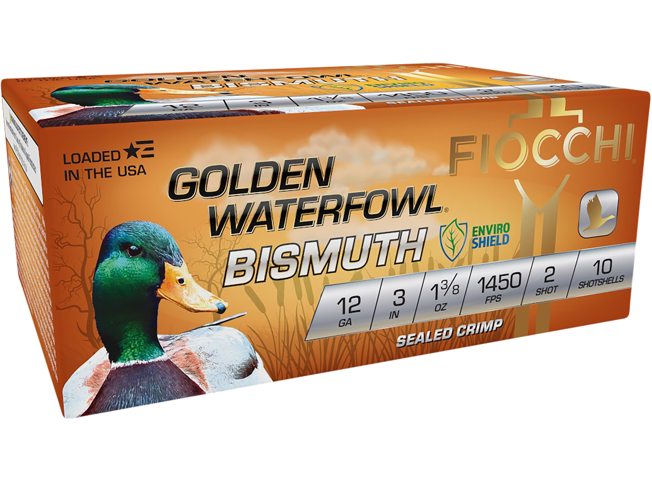 Fiocchi 123GB2 Golden Waterfowl Bismuth 12 Gauge 3" 1 3/8 oz 2 Shot 10 Per Box/ 10 Cs
