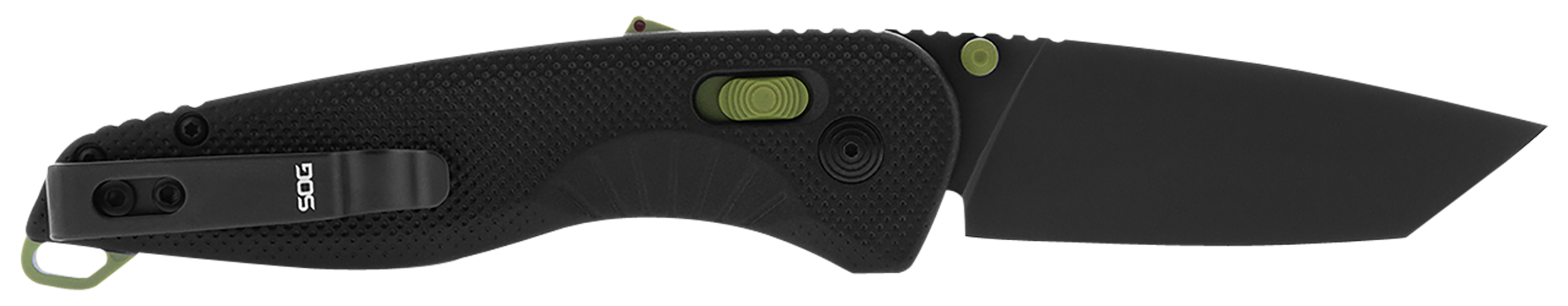 S.O.G SOG11410941 Aegis AT 3.13" Folding Drop Point Plain Black TiNi Cryo D2 Steel Blade/Black w/Moss Accents GRN Handle