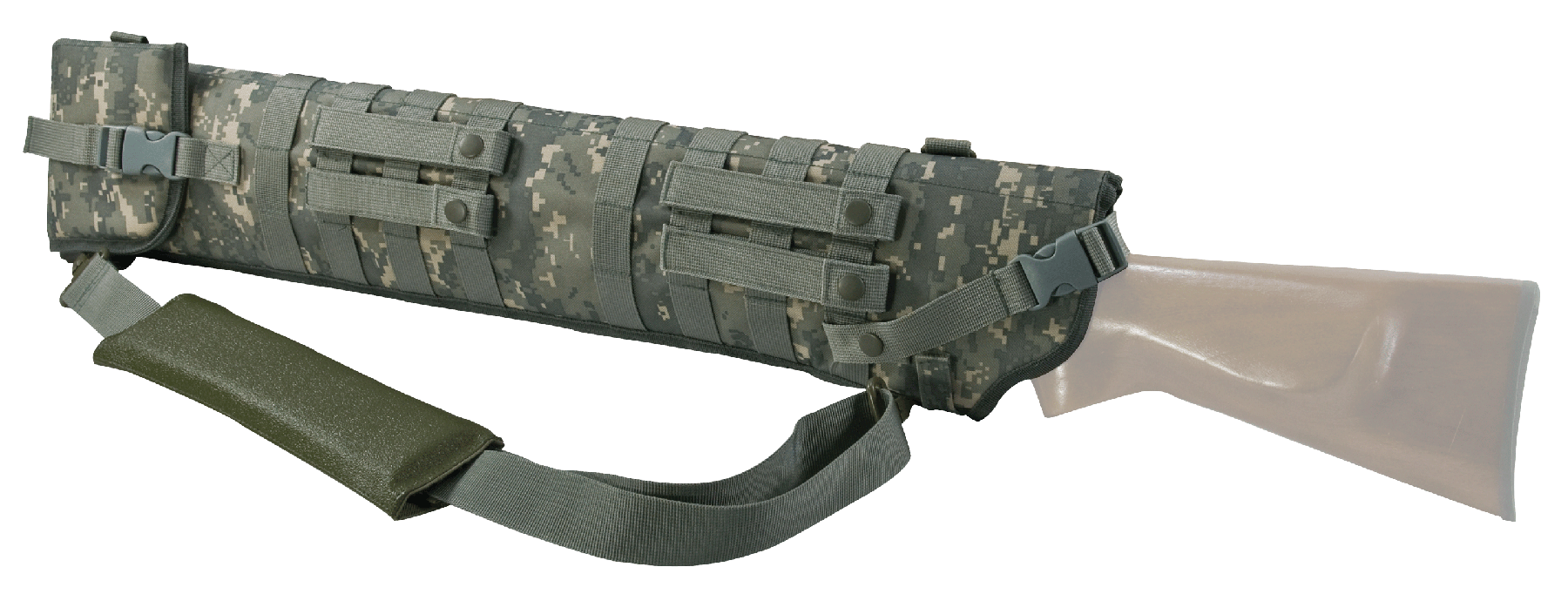 NcStar CVSCB2917D VISM Shotgun Scabbard made of 600D PVC with Digital Camouflauge Finish, MOLLE Webbing, D-Ring, 4 PAL Straps & Adjustable Retention Strap 29"-34.75" L