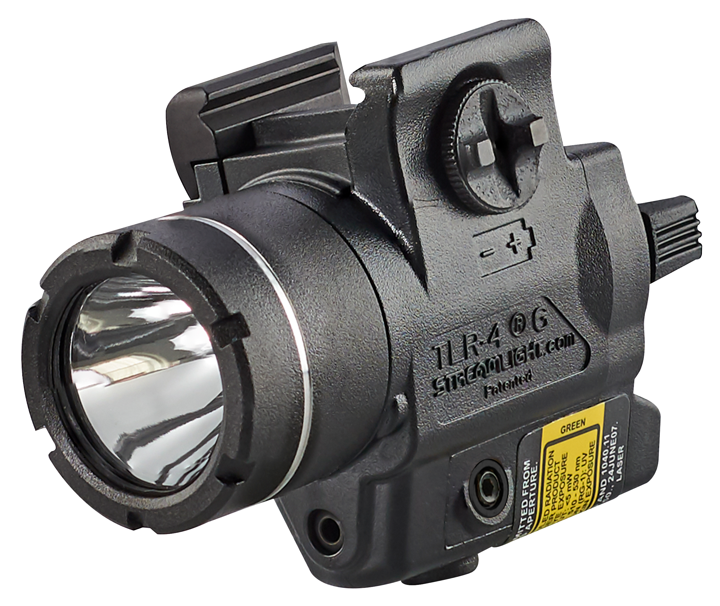 Streamlight 69245 TLR-4G Weapon Light w/Laser 160 Lumens Output White LED Light Green Laser 113 Meters Beam Rail Grip Clamp Mount Black Anodized Polymer