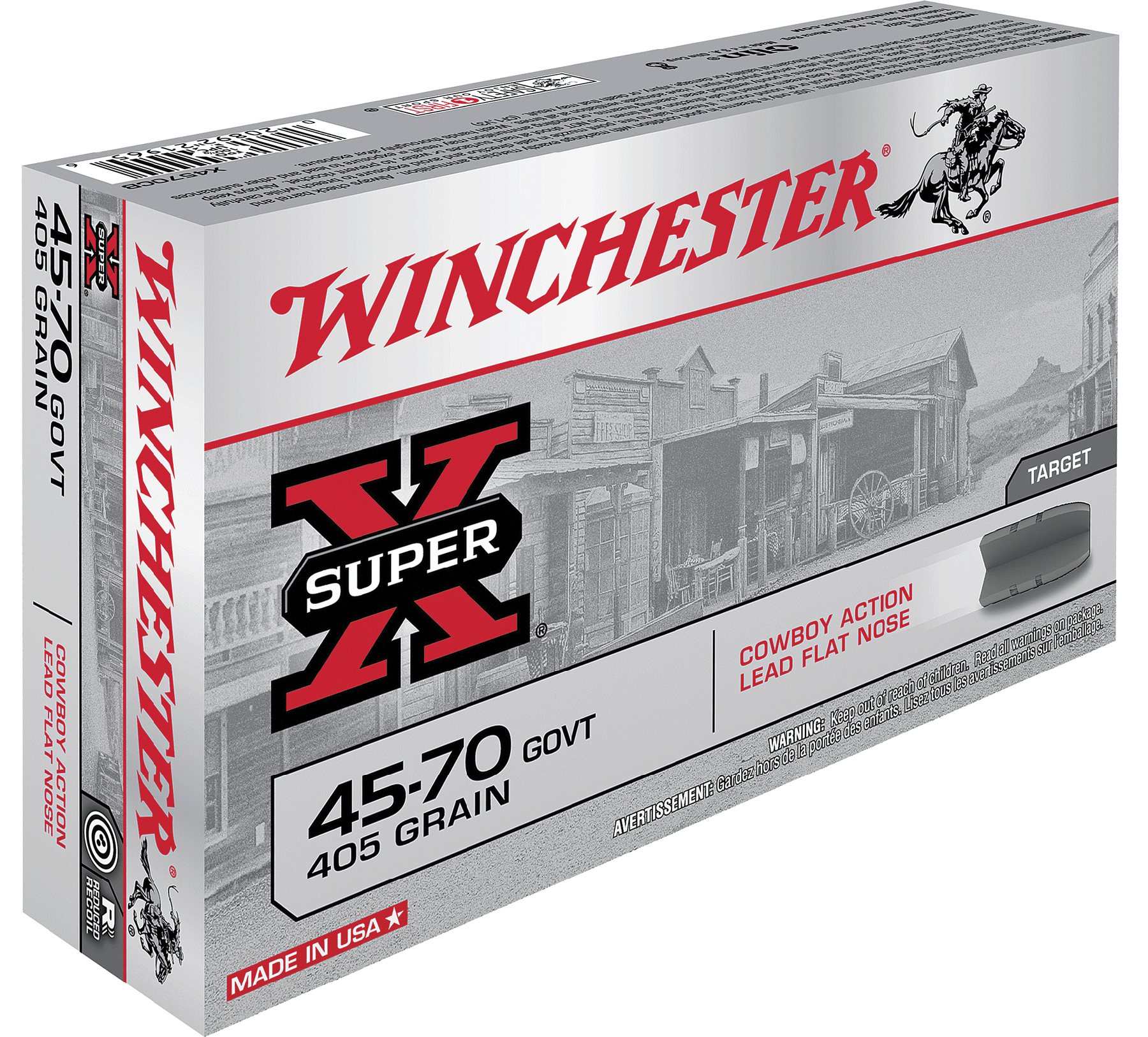 Winchester Super-X Cowboy Action Ammunition 45-70 Government 405 Grain Lead Flat Nose