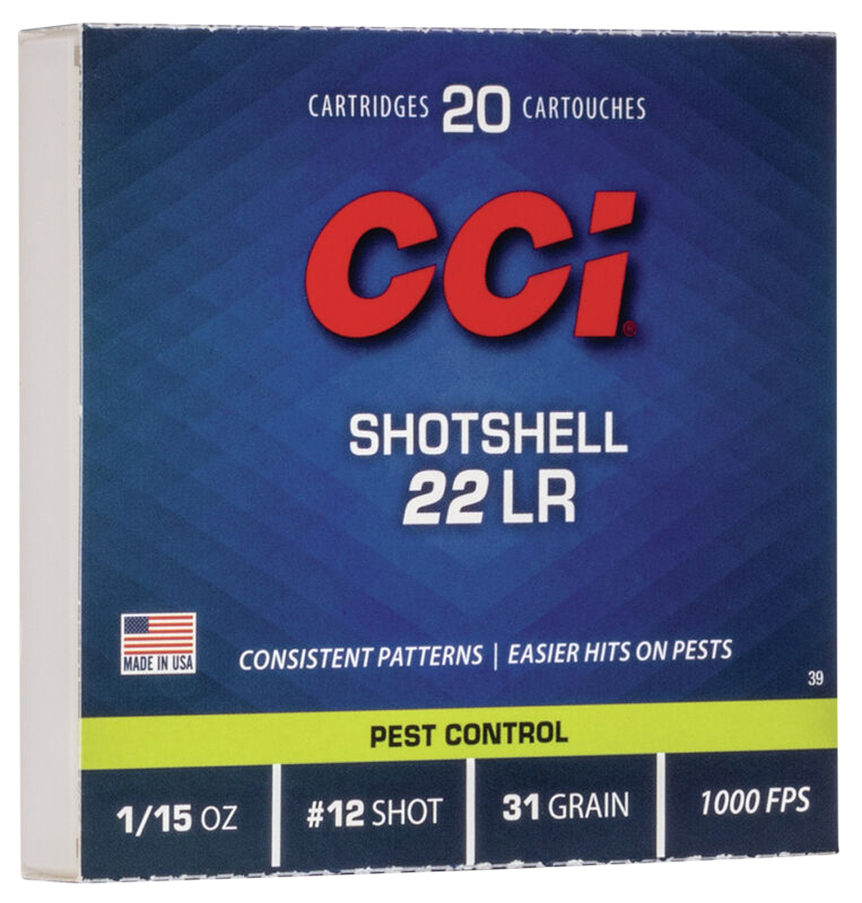 CCI Shotshell Ammunition 22 Long Rifle 31 Grain #12 Shot 20RD