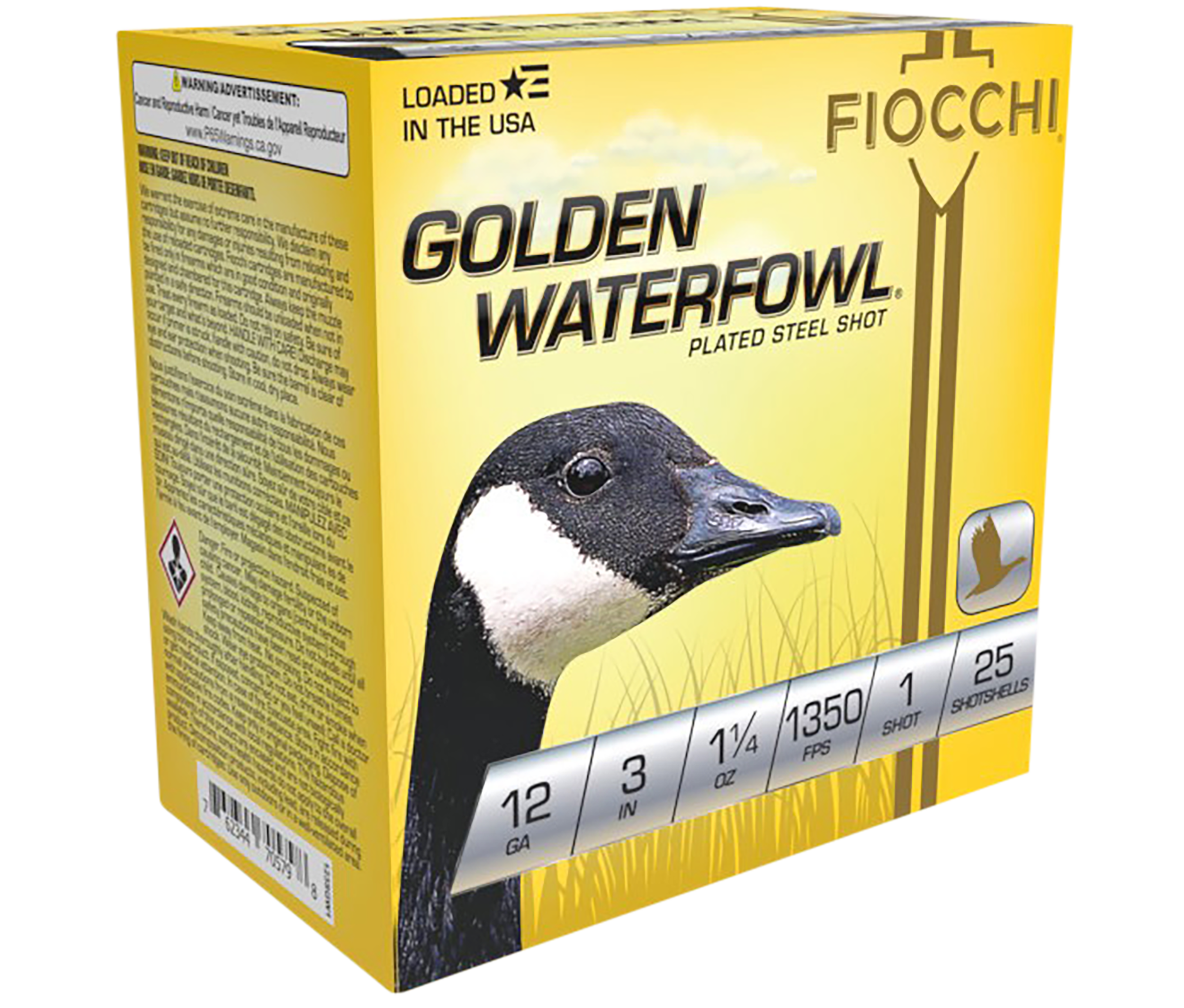 Fiocchi 123SGW1 Golden Waterfowl Waterfowl 12 Gauge 3" 1 1/4 oz 1 Shot 25 Per Box/ 10 Cs