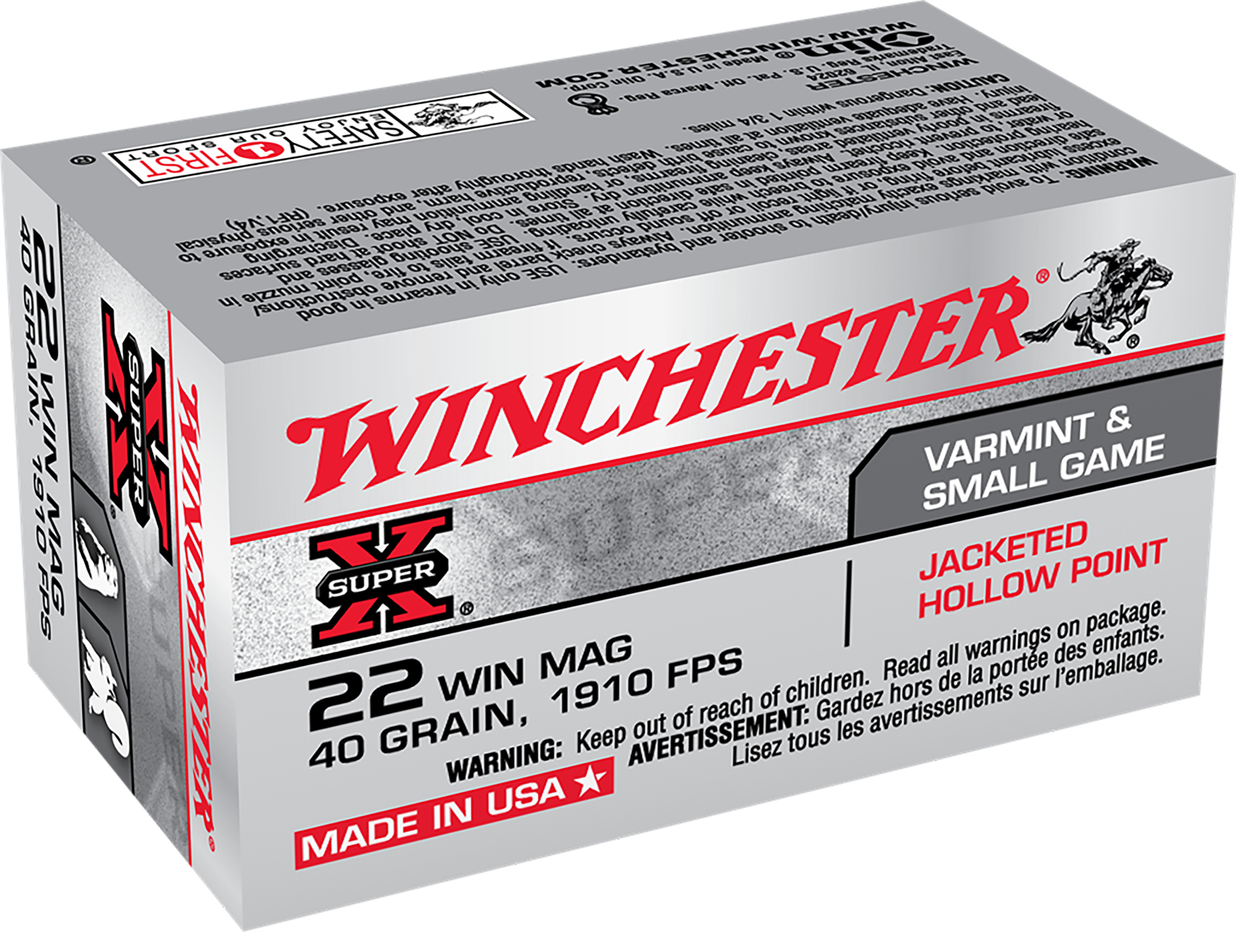 Winchester Ammo X22MH Super X22 WMR 40 gr Jacketed Hollow Point (JHP) 50 Bx/40 Cs