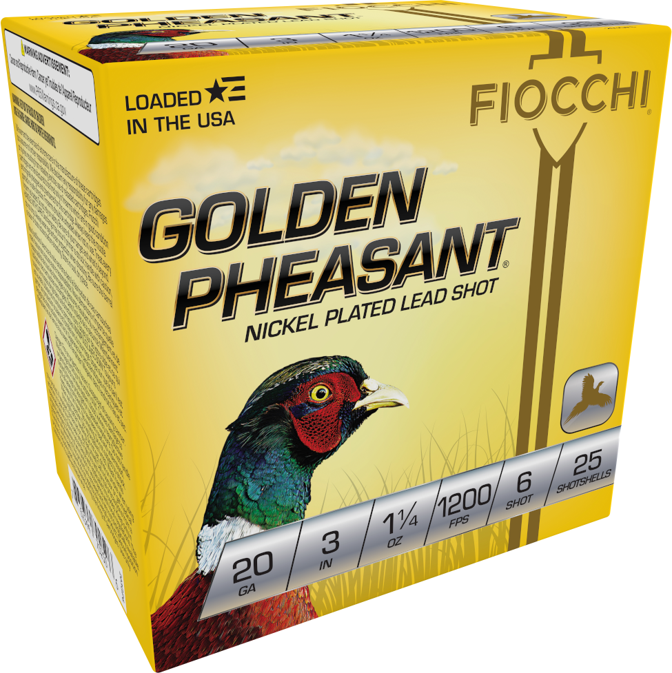Fiocchi Golden Pheasant Ammunition 20 Gauge 3" 1-1/4 oz #6 Nickel Plated Shot Box of 25