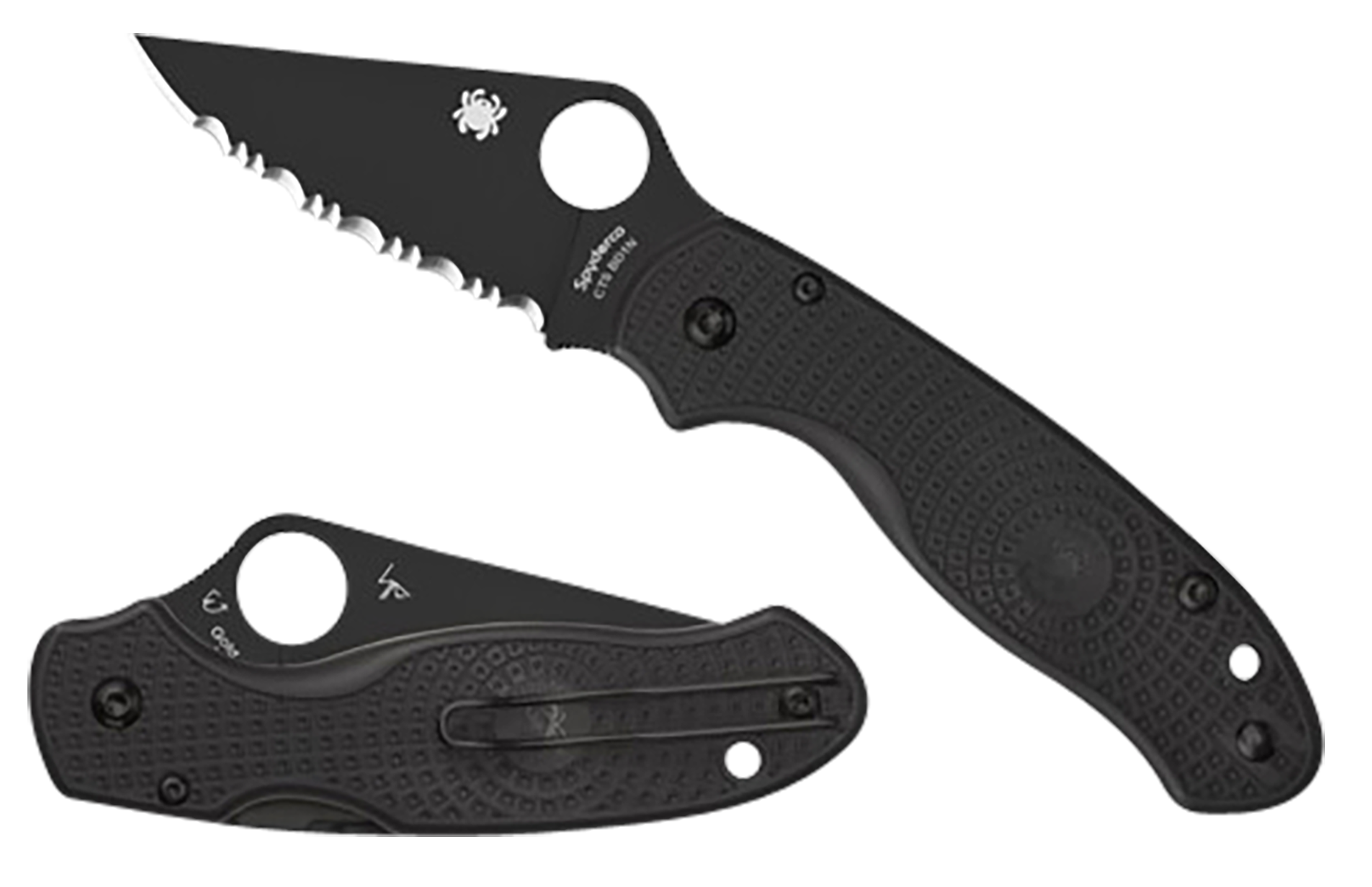 Spyderco Para 3 lightweight, CTS BD1N Steel, Black Blade Plain Edge,C223PBBK 2.95", Kraton Handle, Folding knife