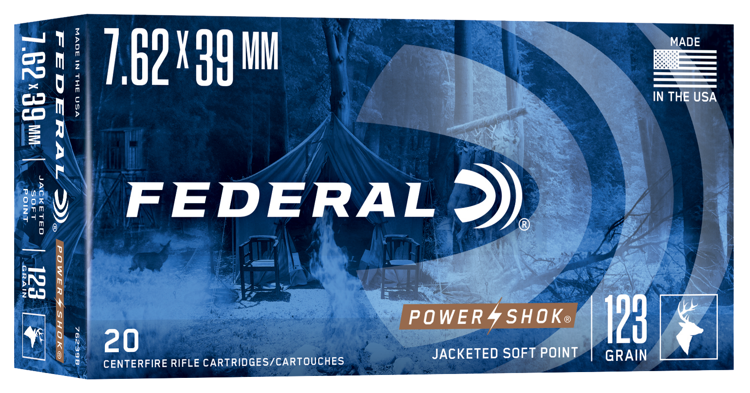 Federal Power-Shok Ammunition 7.62x39mm 123 Grain Soft Point 20RD