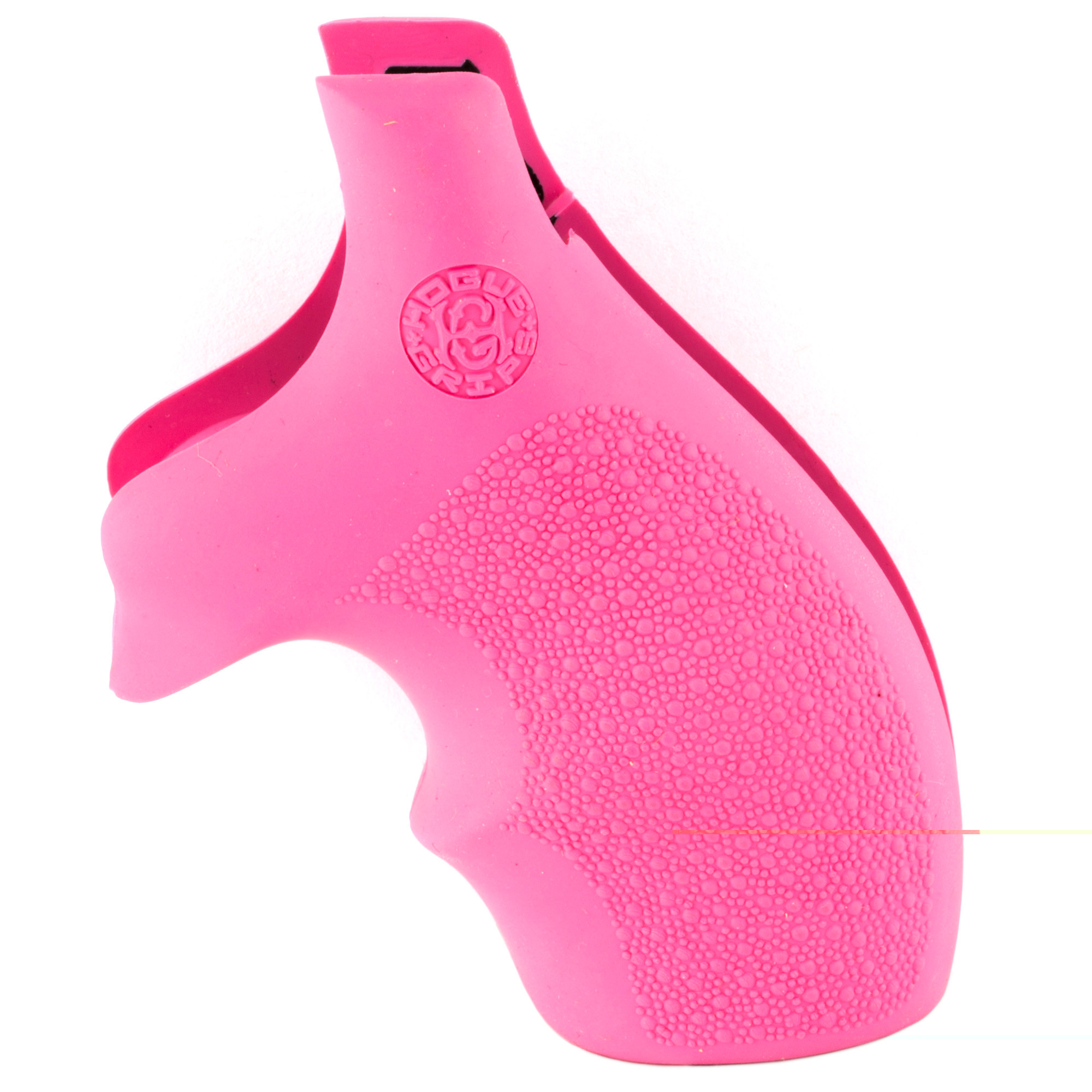 Hogue 61007 Rubber BantamCobblestone Pink Rubber with Finger Grooves for S&W J Frame with Round Butt