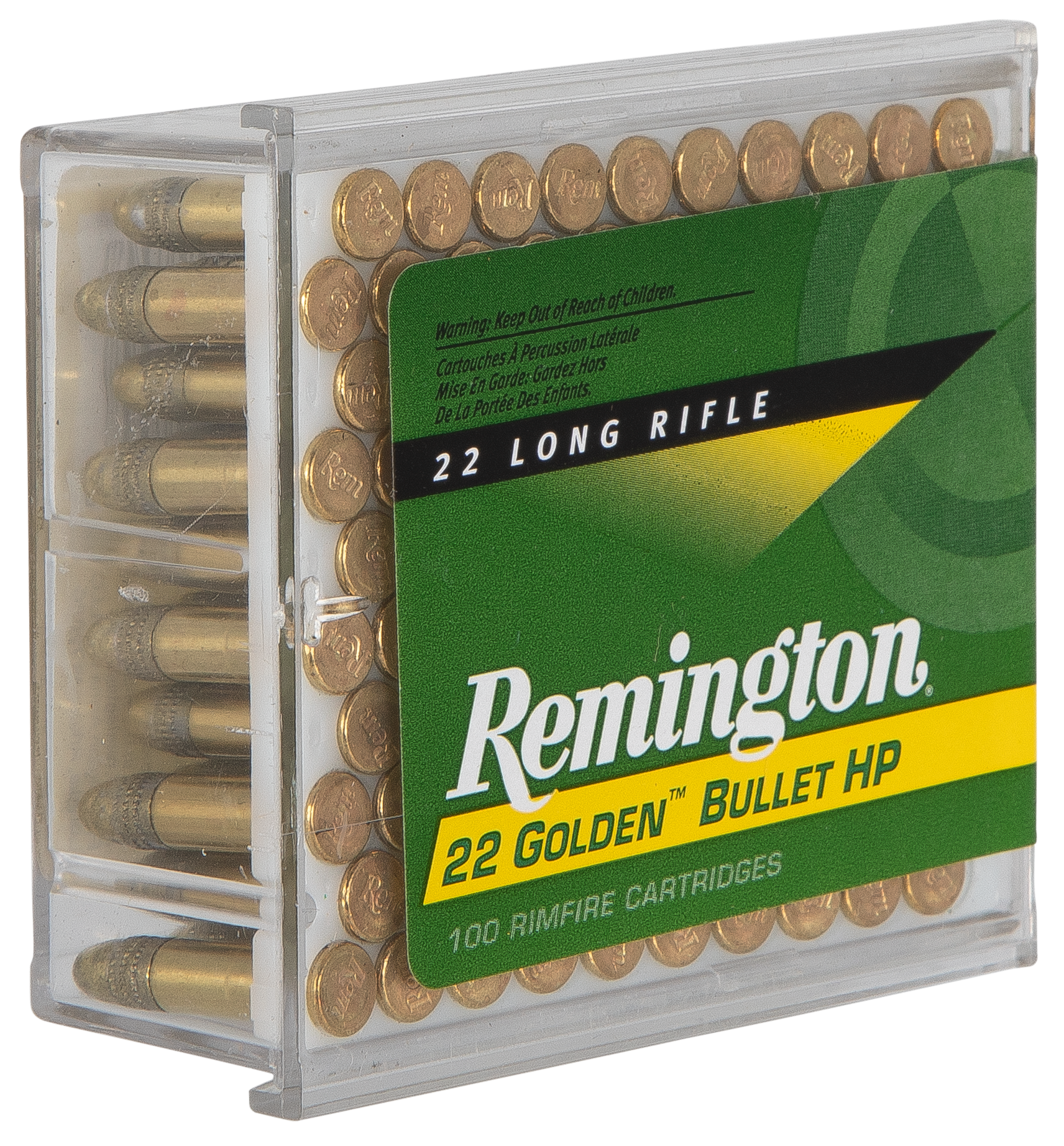 Remington Golden Bullet Ammunition 22 Long Rifle 36 Grain Plated Lead Hollow Point
