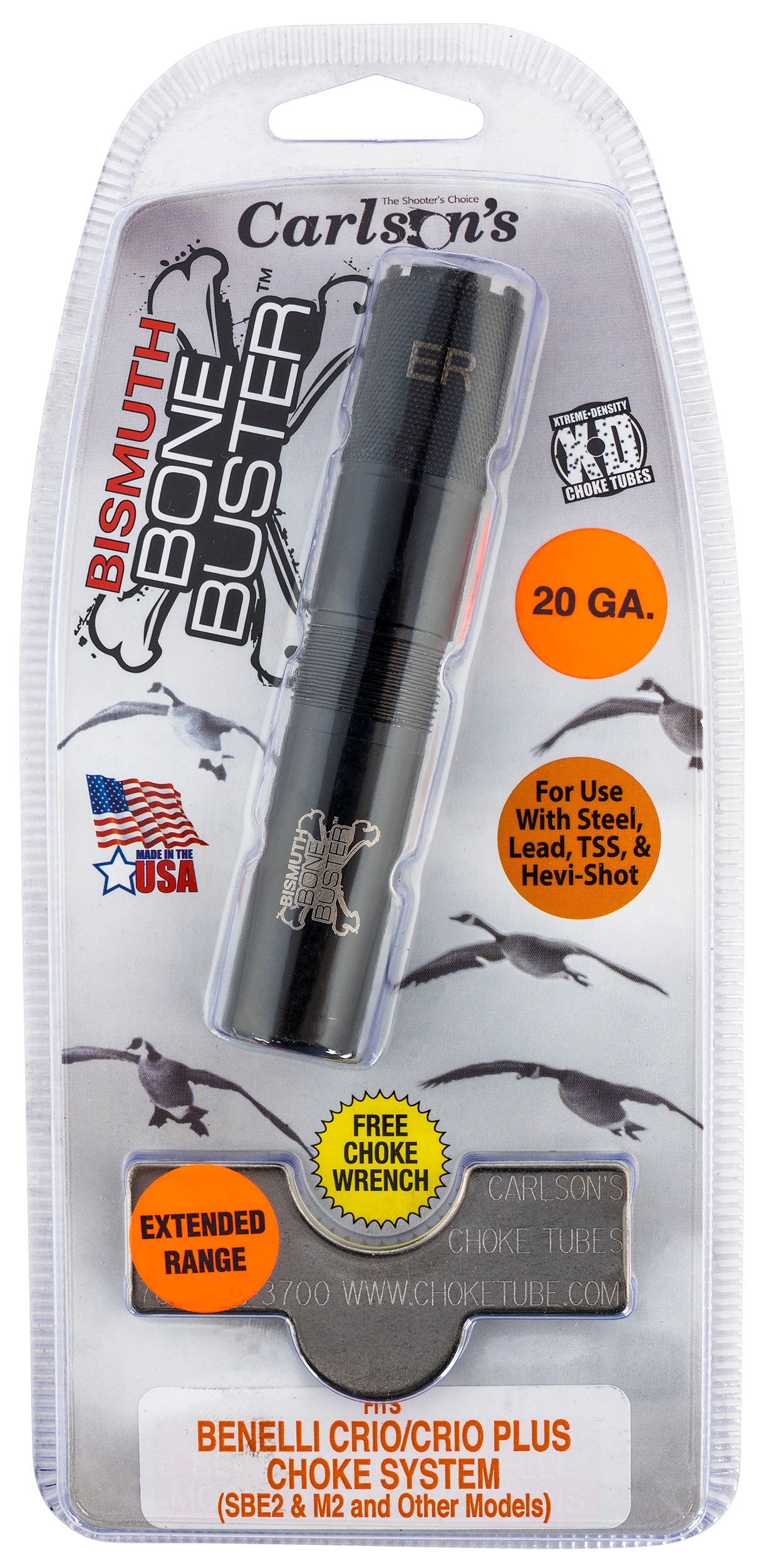Carlson's Choke Tubes 09217 Bismuth Bone Buster Benelli Crio/Crio Plus 20 Gauge Extended Range 17-4 Stainless Steel