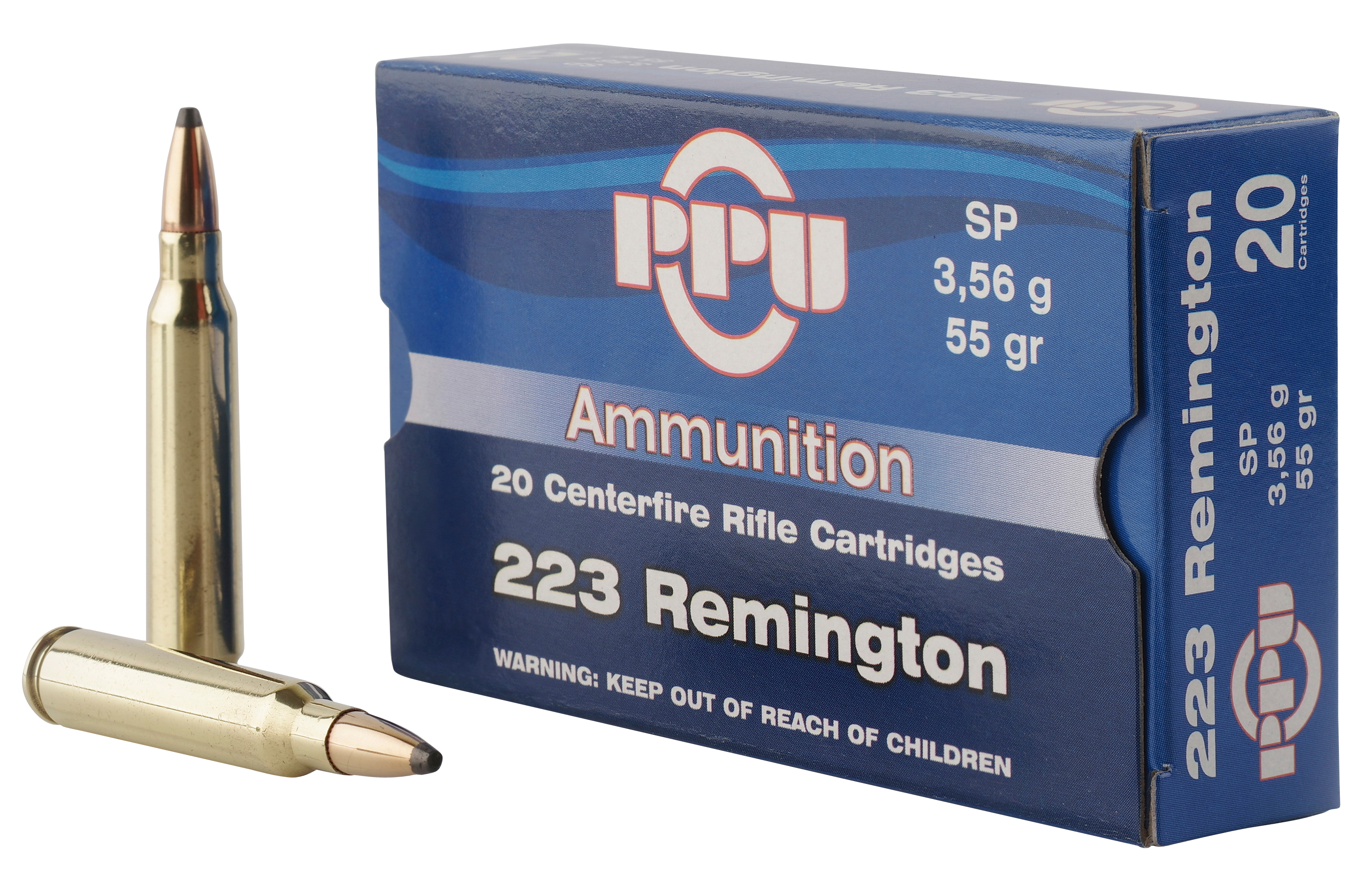 PPU PP223S Standard Rifle Rifle 223 Rem 55 gr Soft Point (SP) 20 Per Box/ 50 Cs