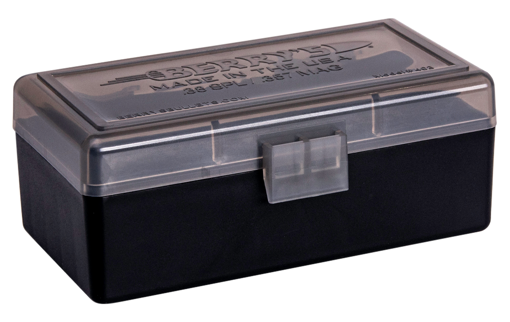 Berrys 92948 403 Ammo Box 38 Special,357 Mag 50rd Smoke Lid w/Black Bottom