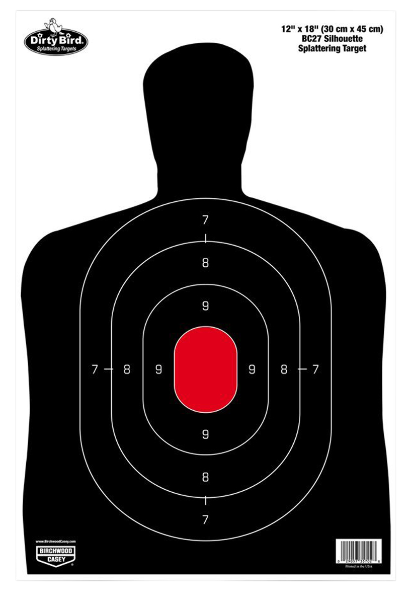 Birchwood Casey 35702 Dirty Bird BC-27 Silhouette Tagboard Hanging Pistol 12" x 18" Black/Red 100 Per Pkg