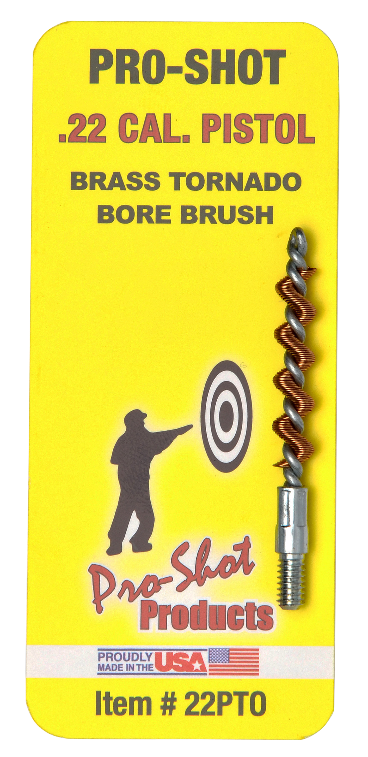 Pro-Shot 22PTO Tornado Bore Brush 22 Cal Pistol #8-32 Thread Brass