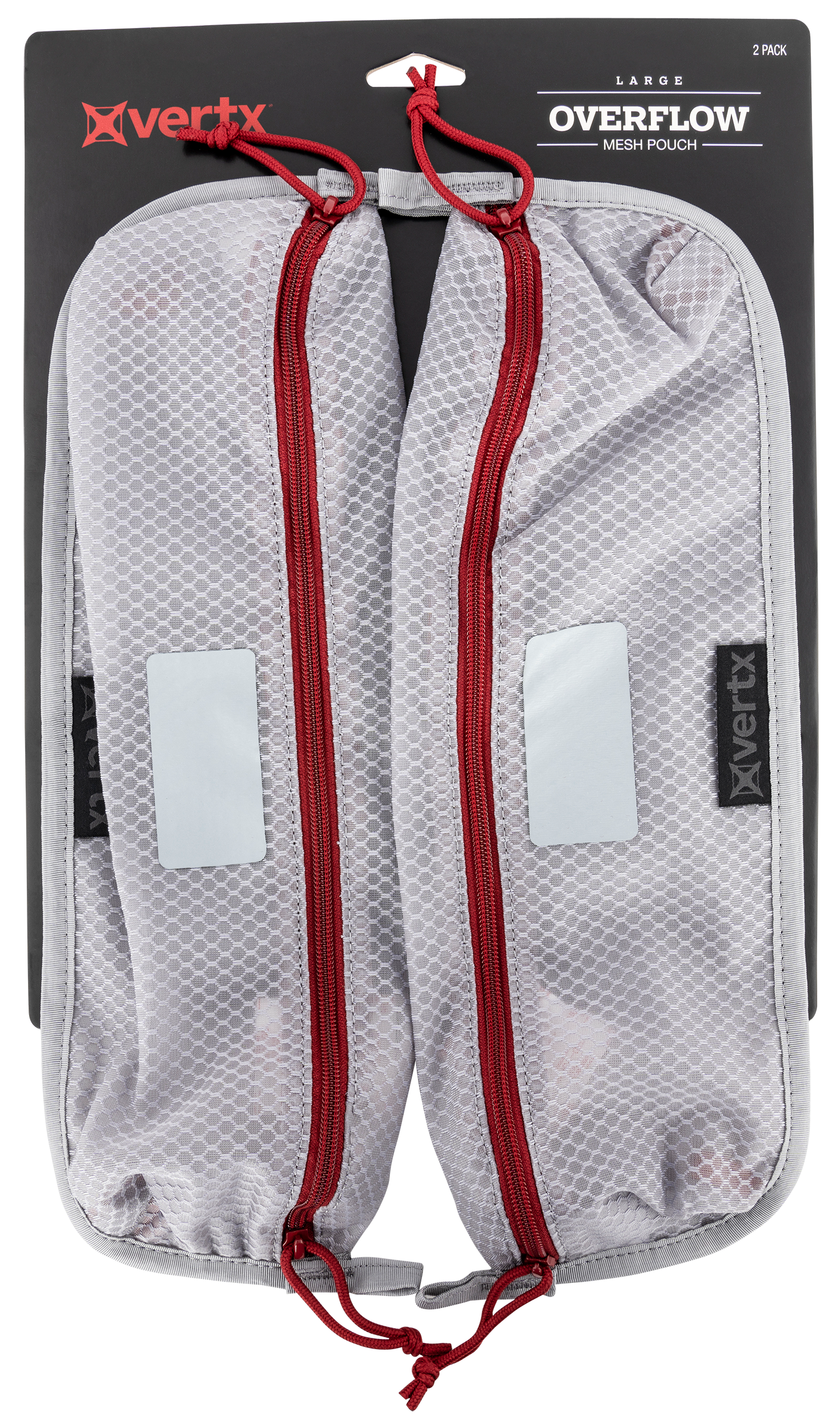 Vertx VTX5205AGYNA Overflow Pouch Large Size made of White Nylon with Mesh & Red Accents, YKK Zipper & Durable Hook Back Panel 15.50" W x 5.20" H Dimensions