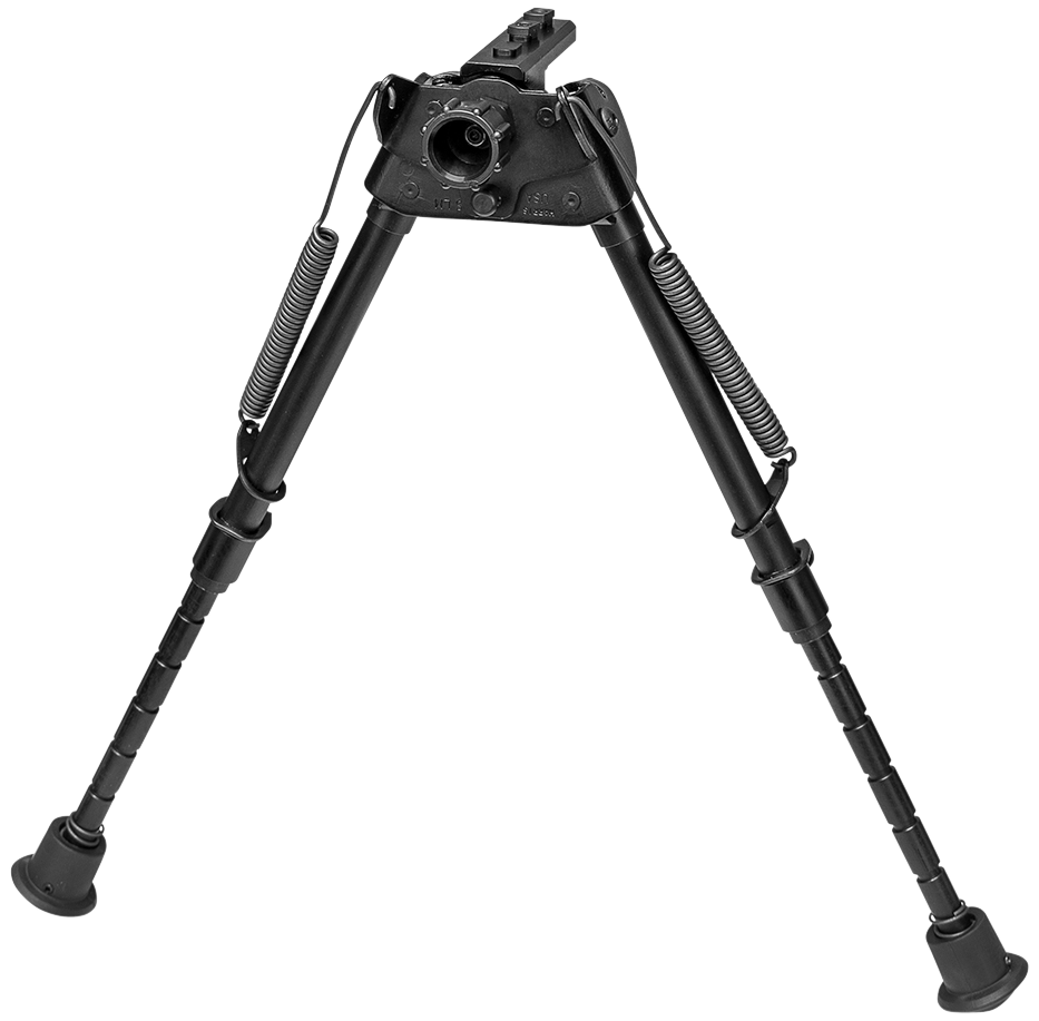 Harris Bipods S-LMM-LOK Swivel L M-LOK, 9-13", Black Steel/Aluminum, Notched Legs, Rubber Feet