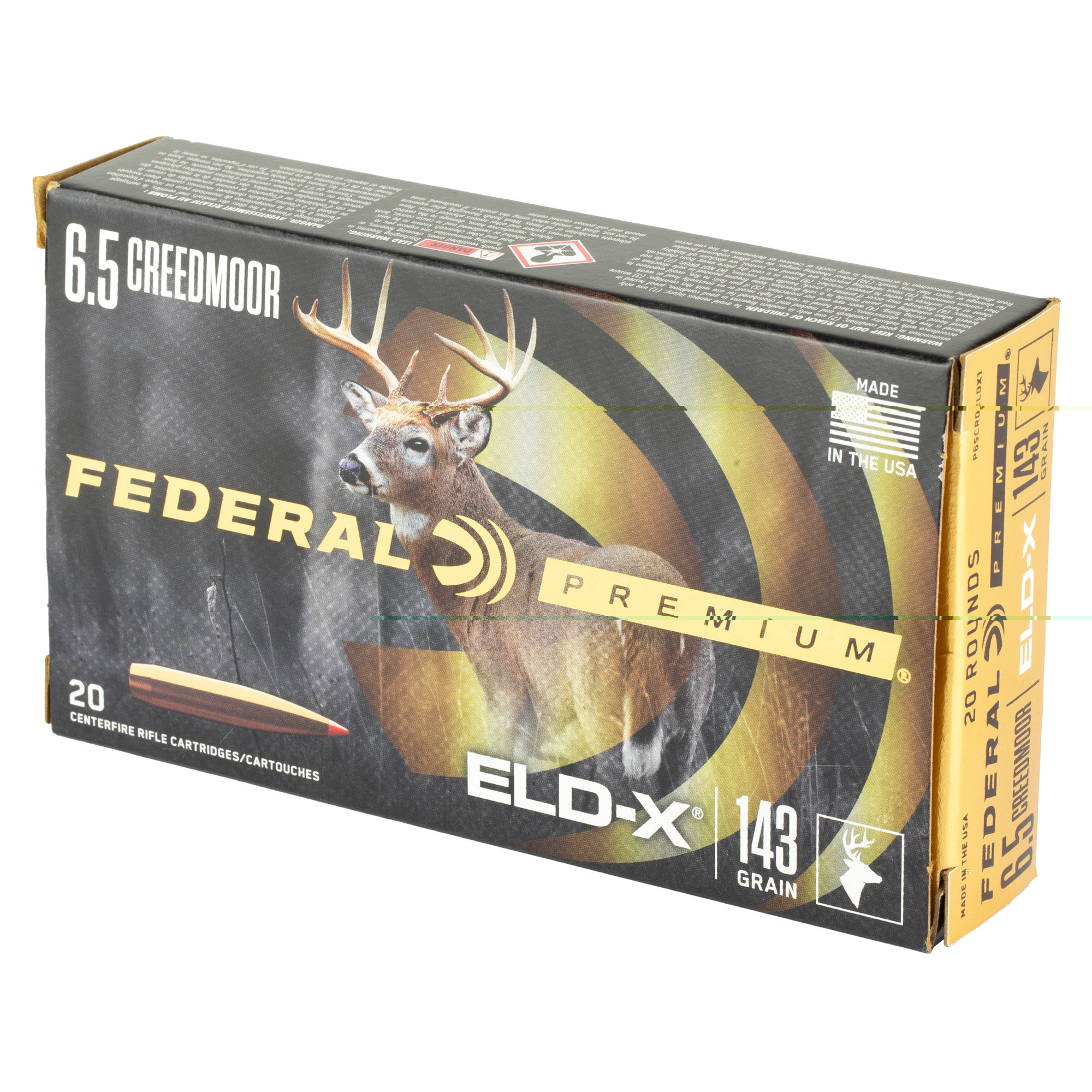 Federal Premium Ammunition 6.5 Creedmoor 143 Grain Hornady ELD-X Polymer Tip 20RD