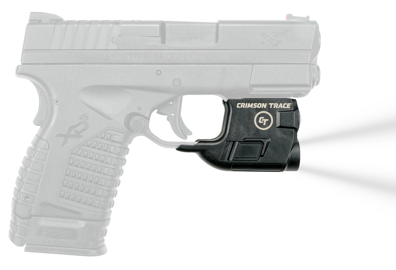 Crimson Trace LTG771 LightguardFor Handgun Springfield XD-S 110 Lumens Output White LED Light Trigger Guard Mount Matte Black Polymer