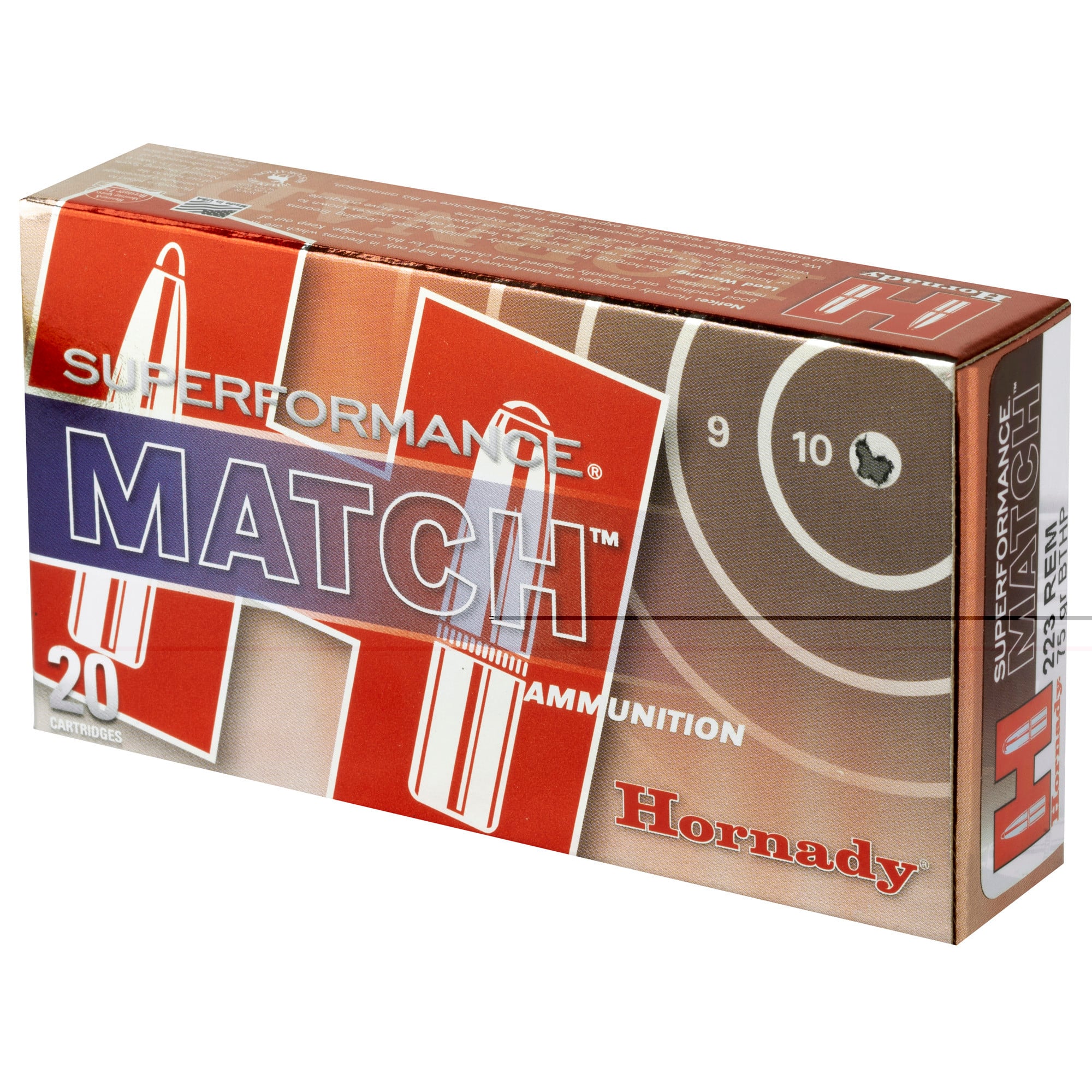 Hornady Superformance Match Ammunition 223 Remington 75 Grain Hollow Point Boat Tail Match 20RD