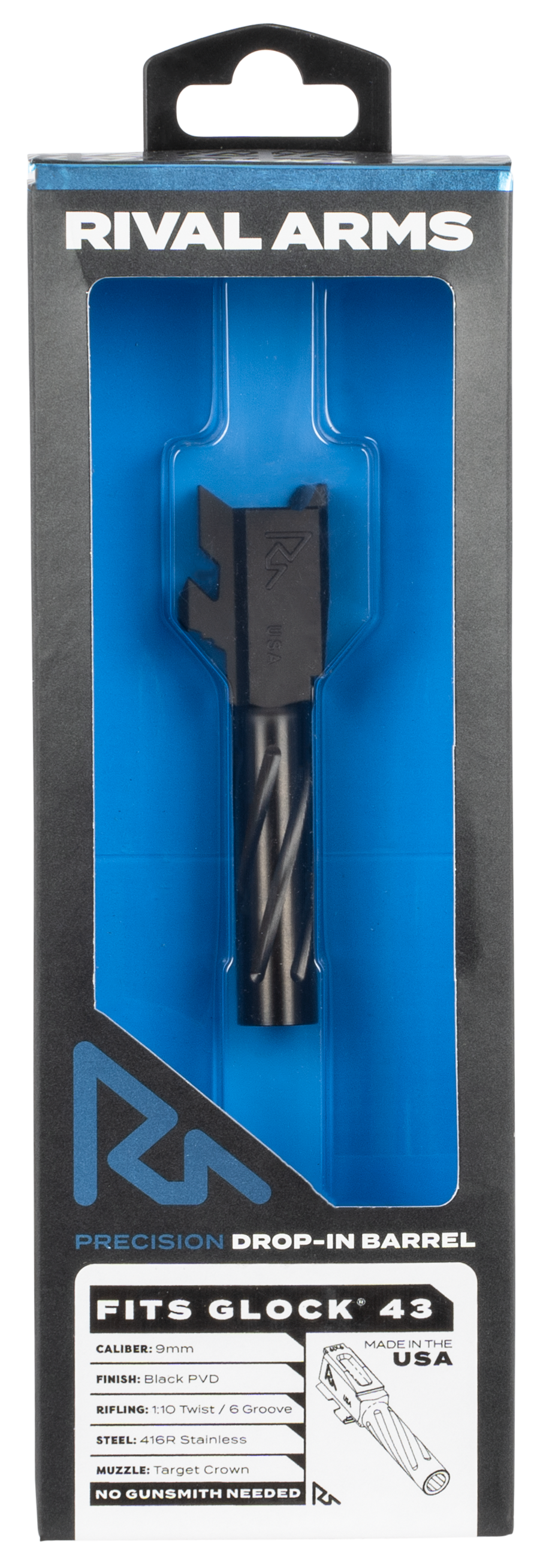 Rival Arms Barrel Glock 43 9mm Luger Spiral Fluted Stainless Steel