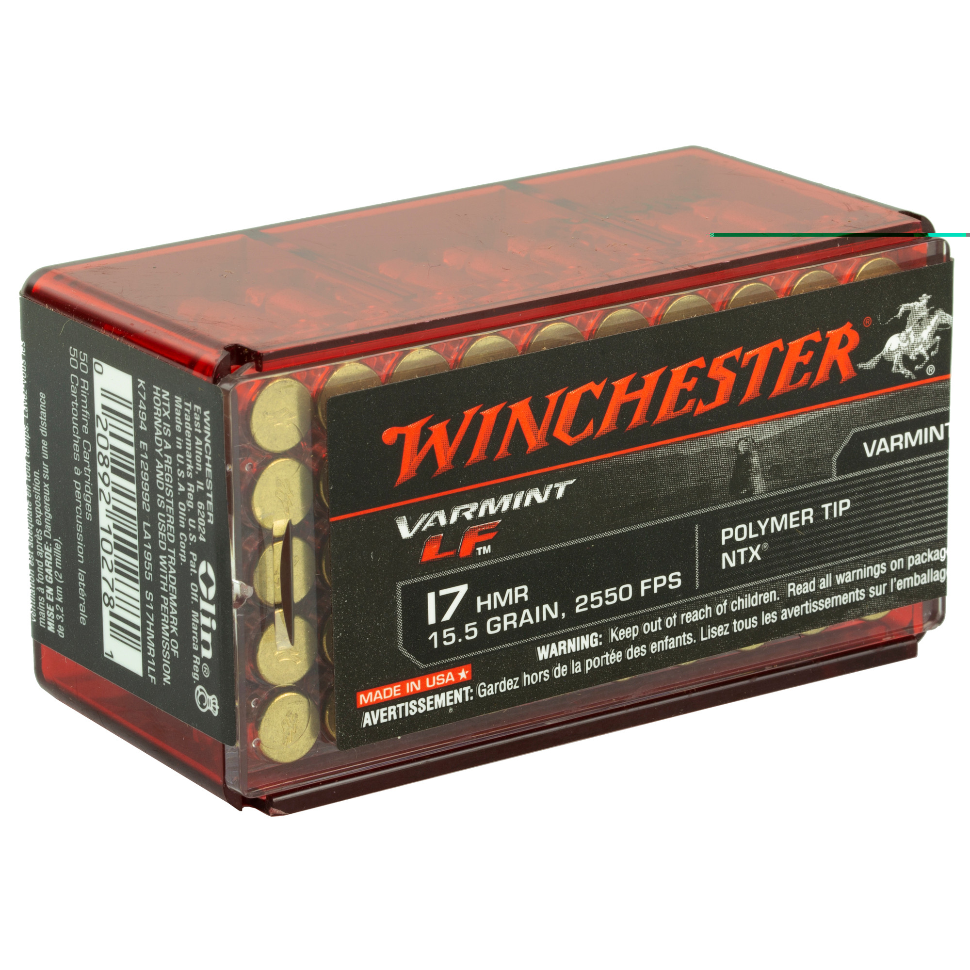 Winchester Varmint Ammunition 17 Hornady Magnum Rimfire (HMR) 15.5 Grain Hornady NTX Lead-Free