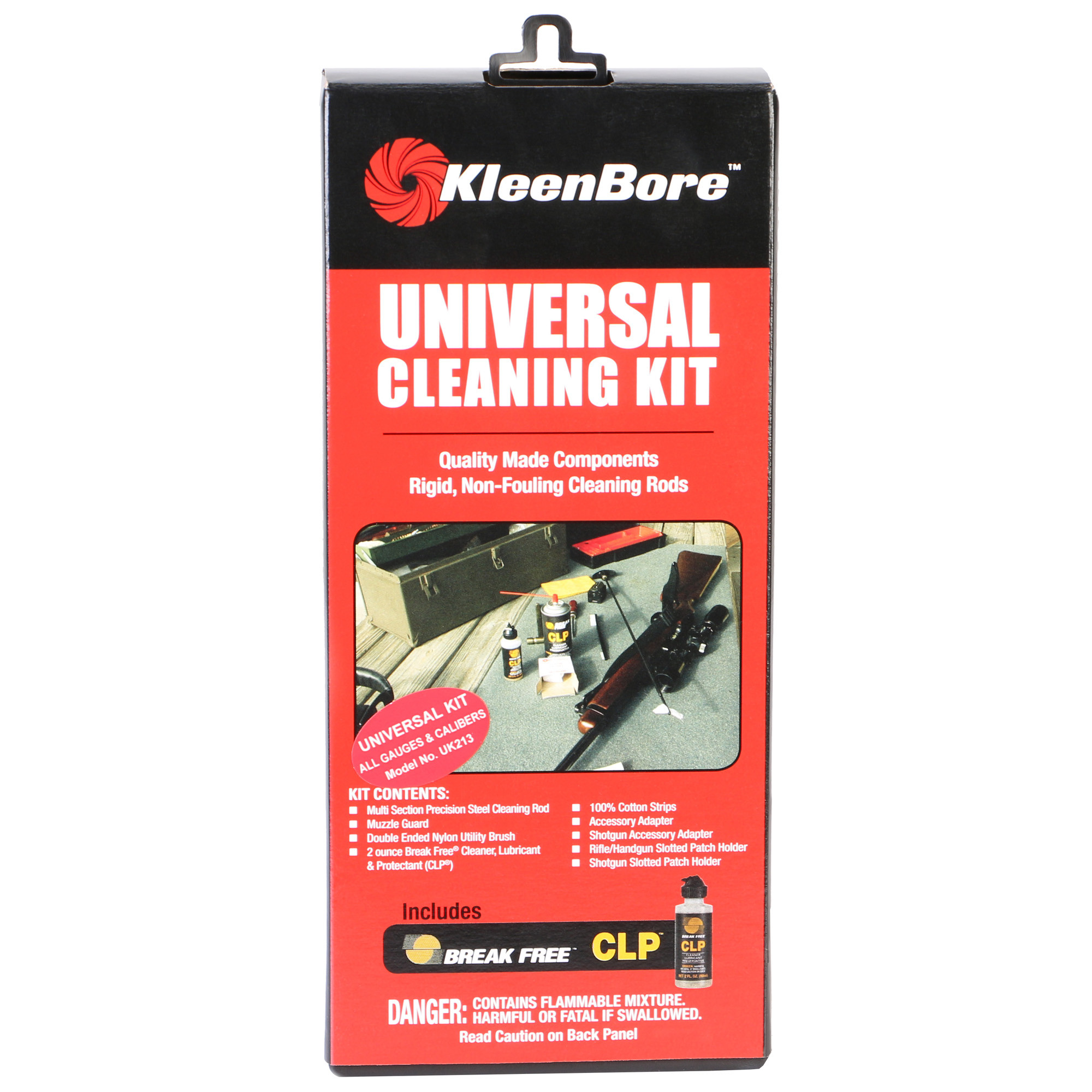 KleenBore UK213 Universal Cleaning Kit 22 Cal-12 Gauge Handguns/Rifles/Shotguns