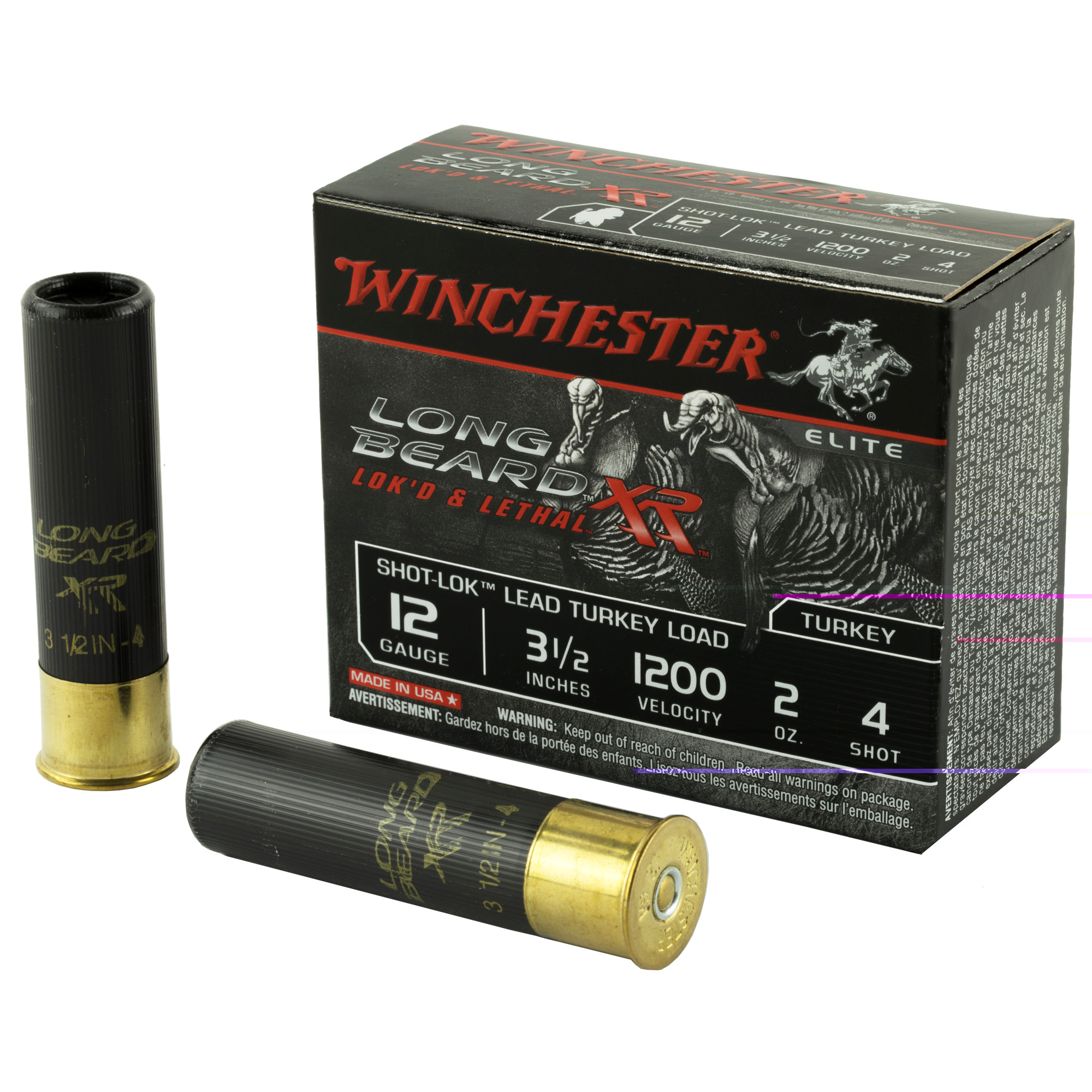 Winchester Ammo STLB12L4 Long Beard XR Shot-Lok 12 Gauge 3.50" 2 oz 1200 fps 4 Shot 10 Bx/10 Cs