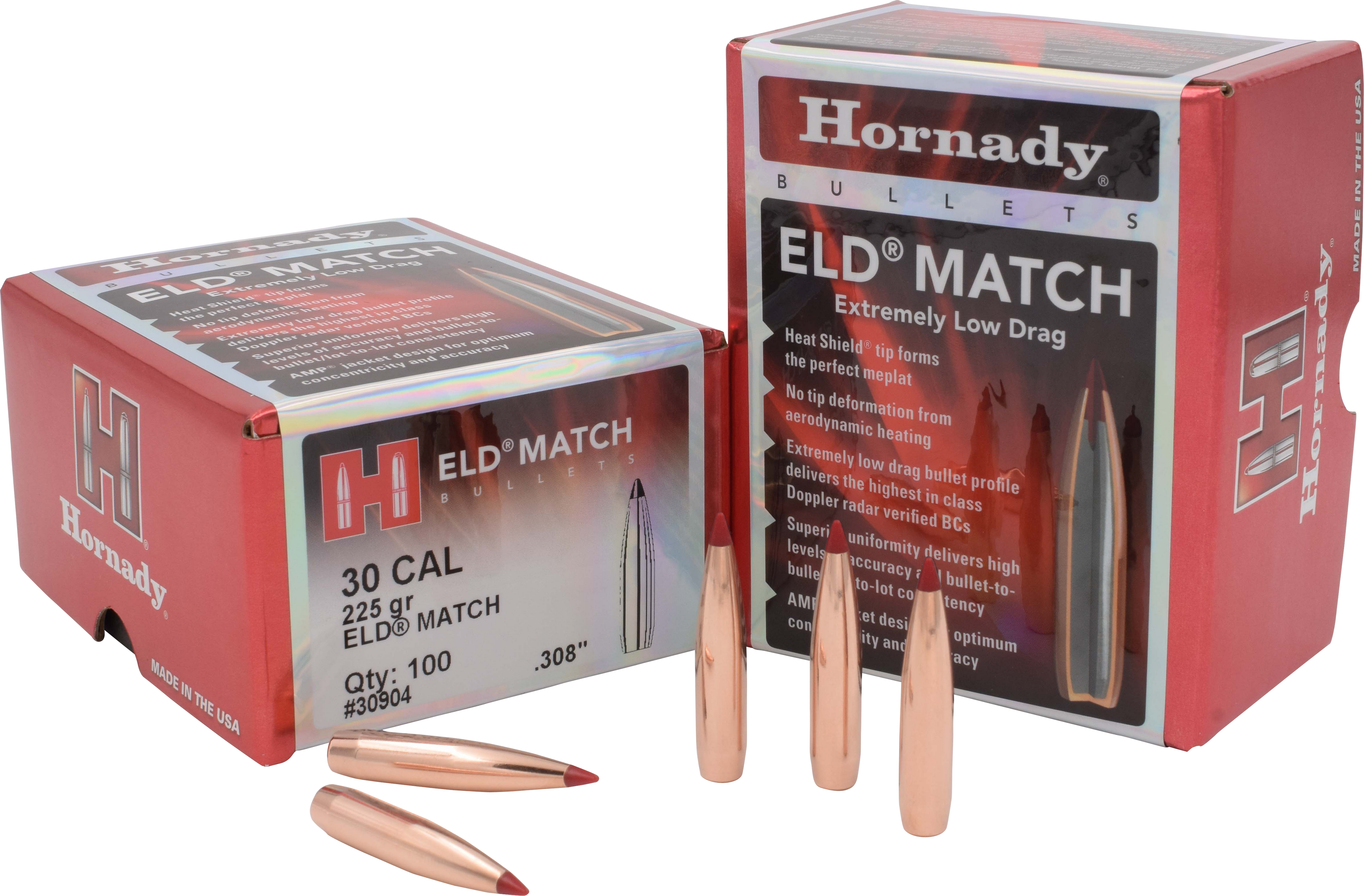 Hornady 30904 ELD Match Target 30 Cal .308 225 gr Extremely Low Drag-Match (ELD-M)