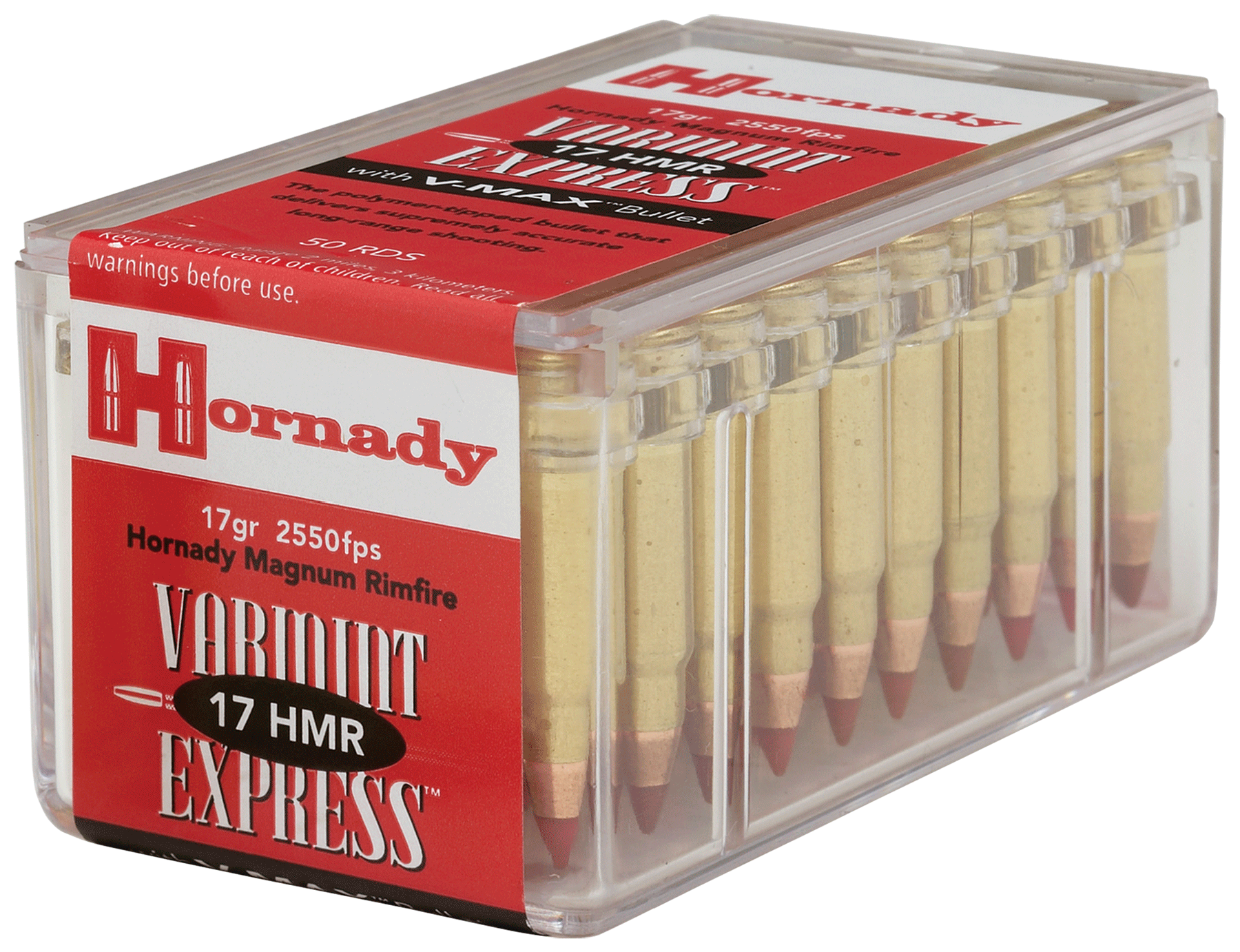 Hornady Varmint Express Ammunition 17 Hornady Magnum Rimfire (HMR) 17 Grain V-MAX