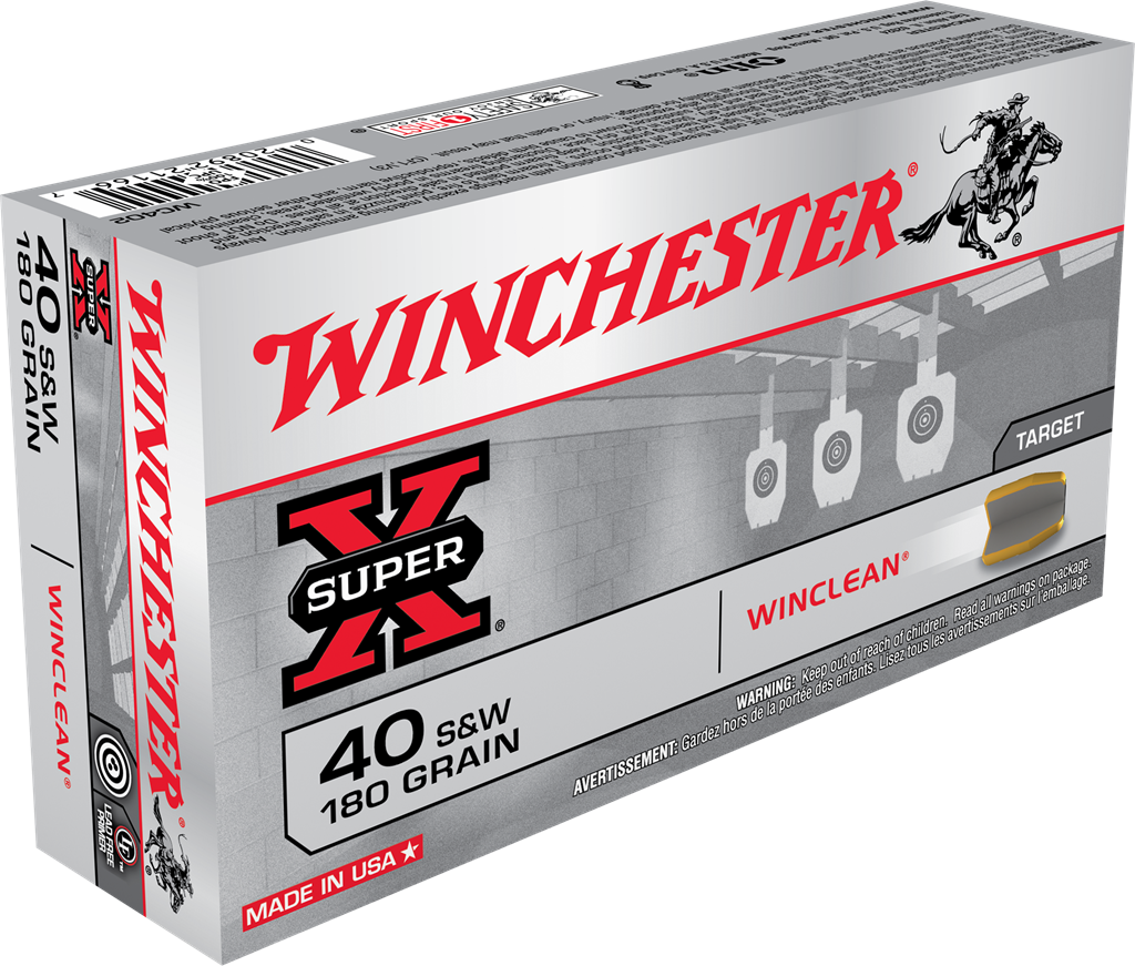 Winchester Ammo WC402 Super X Target 40 S&W 180 gr Winclean Brass Enclosed Base 50rd Bx