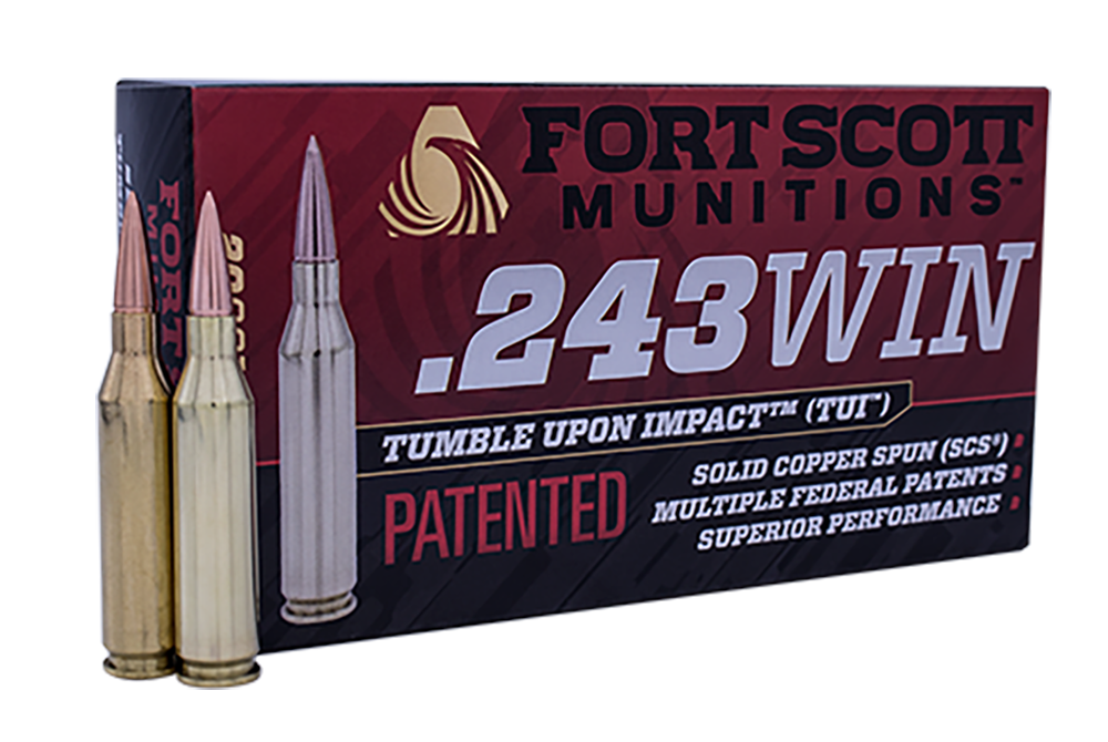 Fort Scott Munitions 243070SCV Tumble Upon Impact (TUI) Rifle 243 Win 70 gr Solid Copper Spun (SCS) 20 Per Box/ 10 Cs