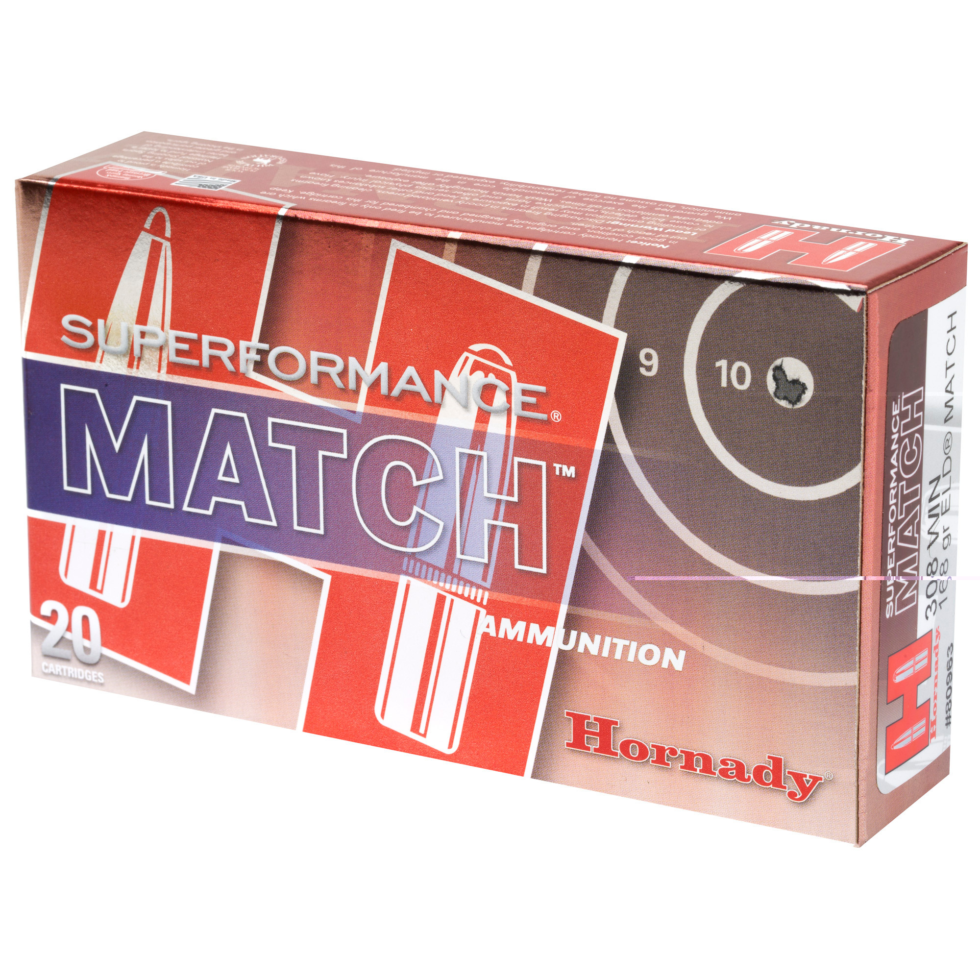 Hornady Superformance Match Ammunition 308 Winchester 168 Grain ELD Match 20RD