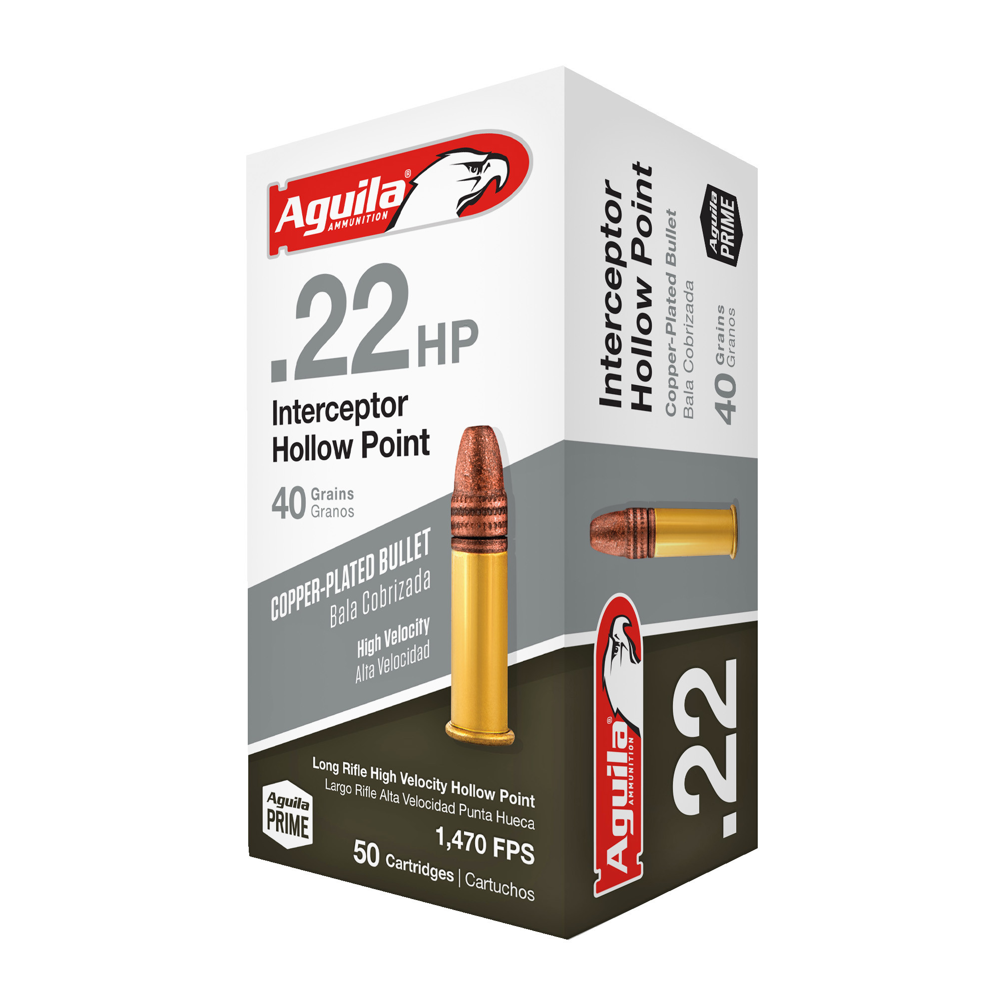 Aguila Interceptor Ammunition 22 Long Rifle 40 Grain Plated Lead Hollow Point