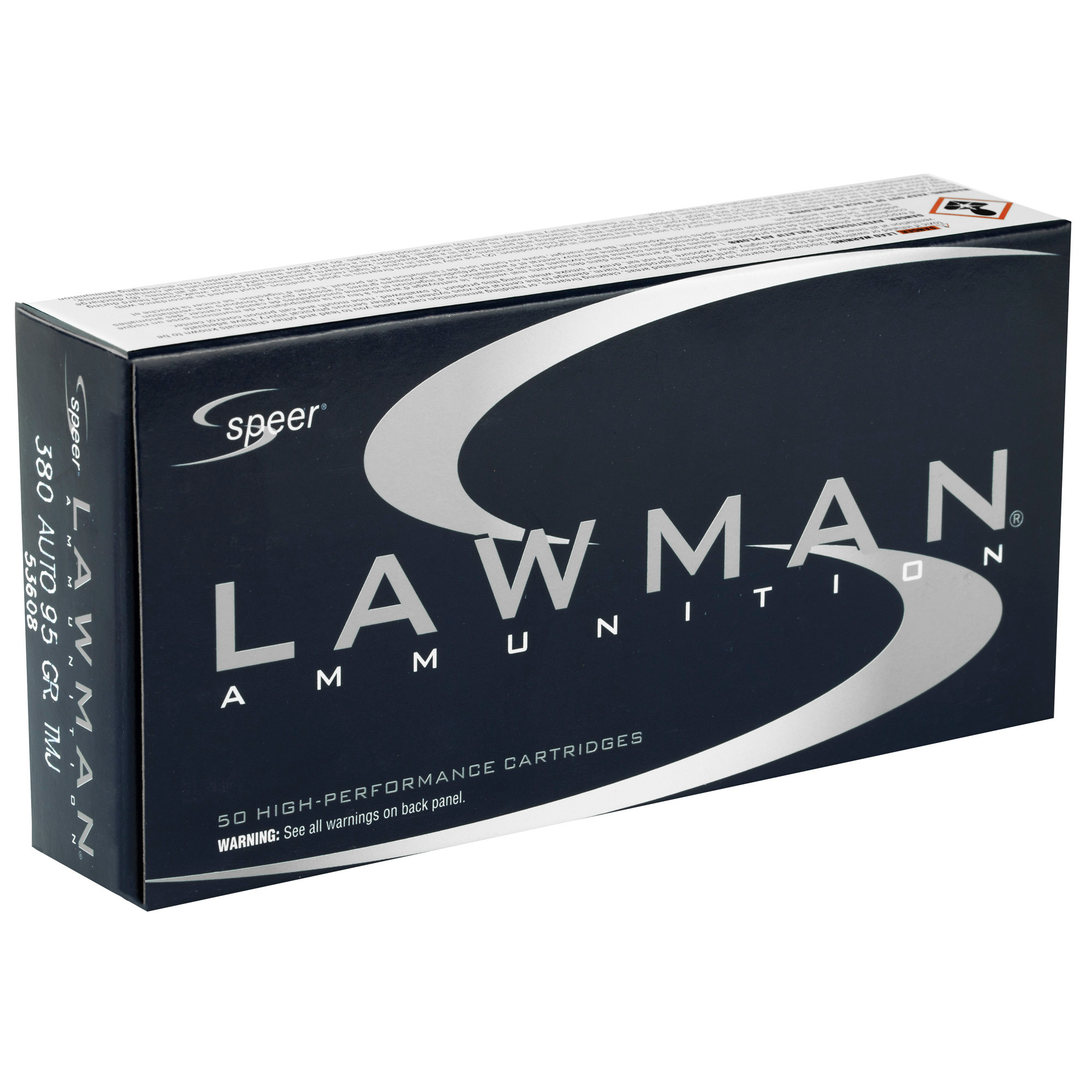 Speer 53608 Lawman Training 380 ACP 95 gr Total Metal Jacket (TMJ) 50 Per Box/20 Cs
