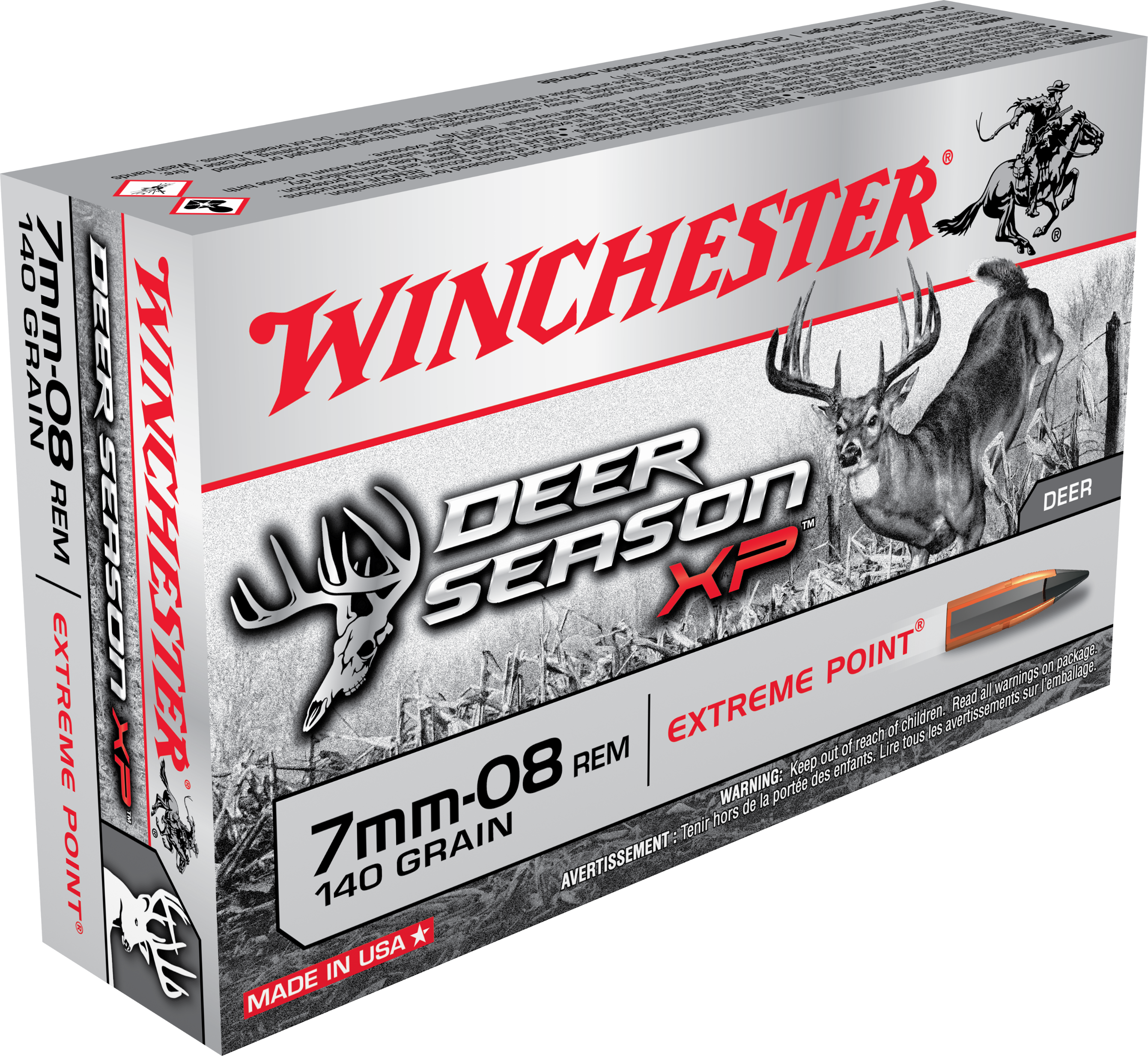 Winchester Ammo X708DS Deer Season XP Hunting 7mm-08 Rem 140 gr Extreme Point 20 Per Box/ 10 Cs